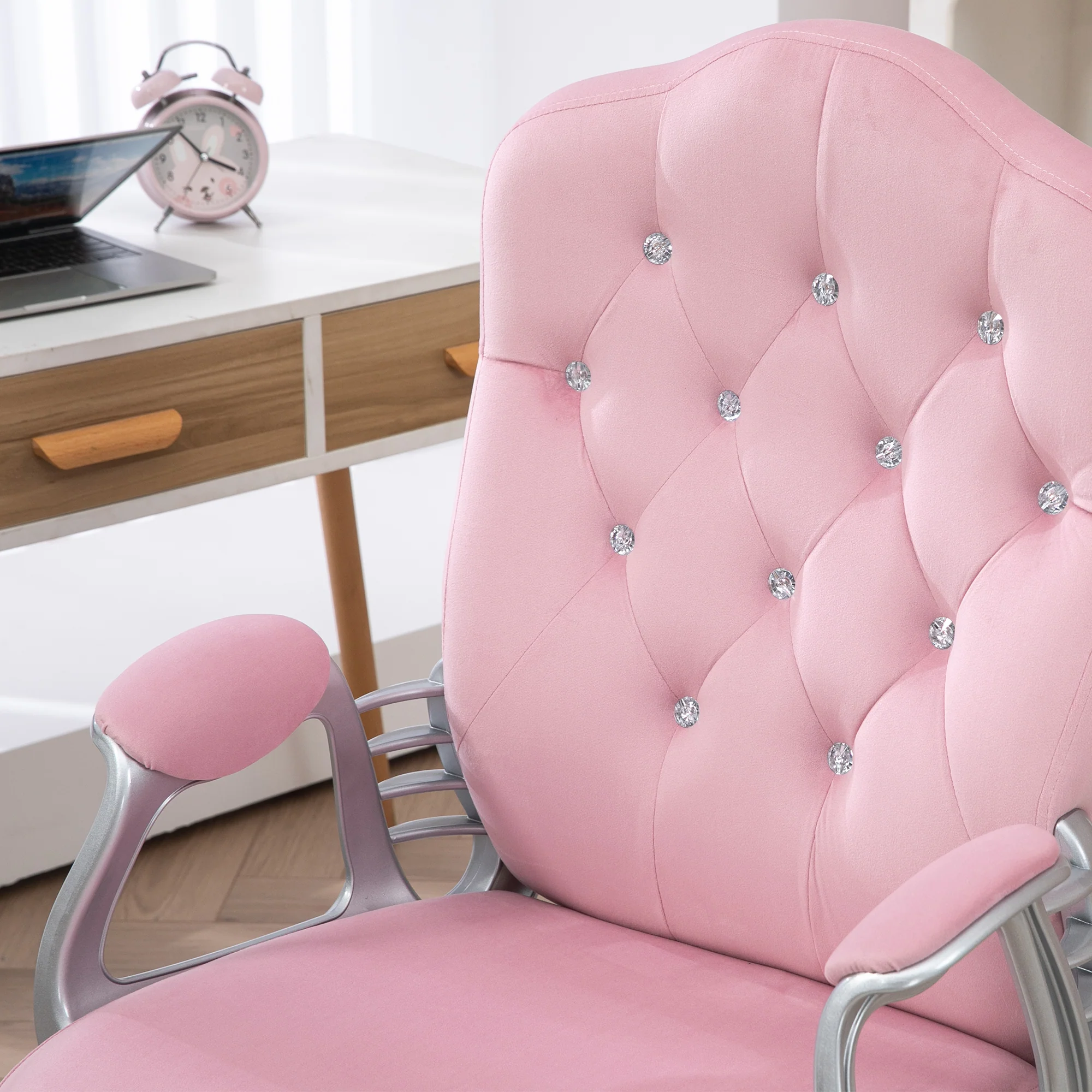 Vinsetto Home Office Chair With Adjustable Height Tilt Function Pink - Image 9