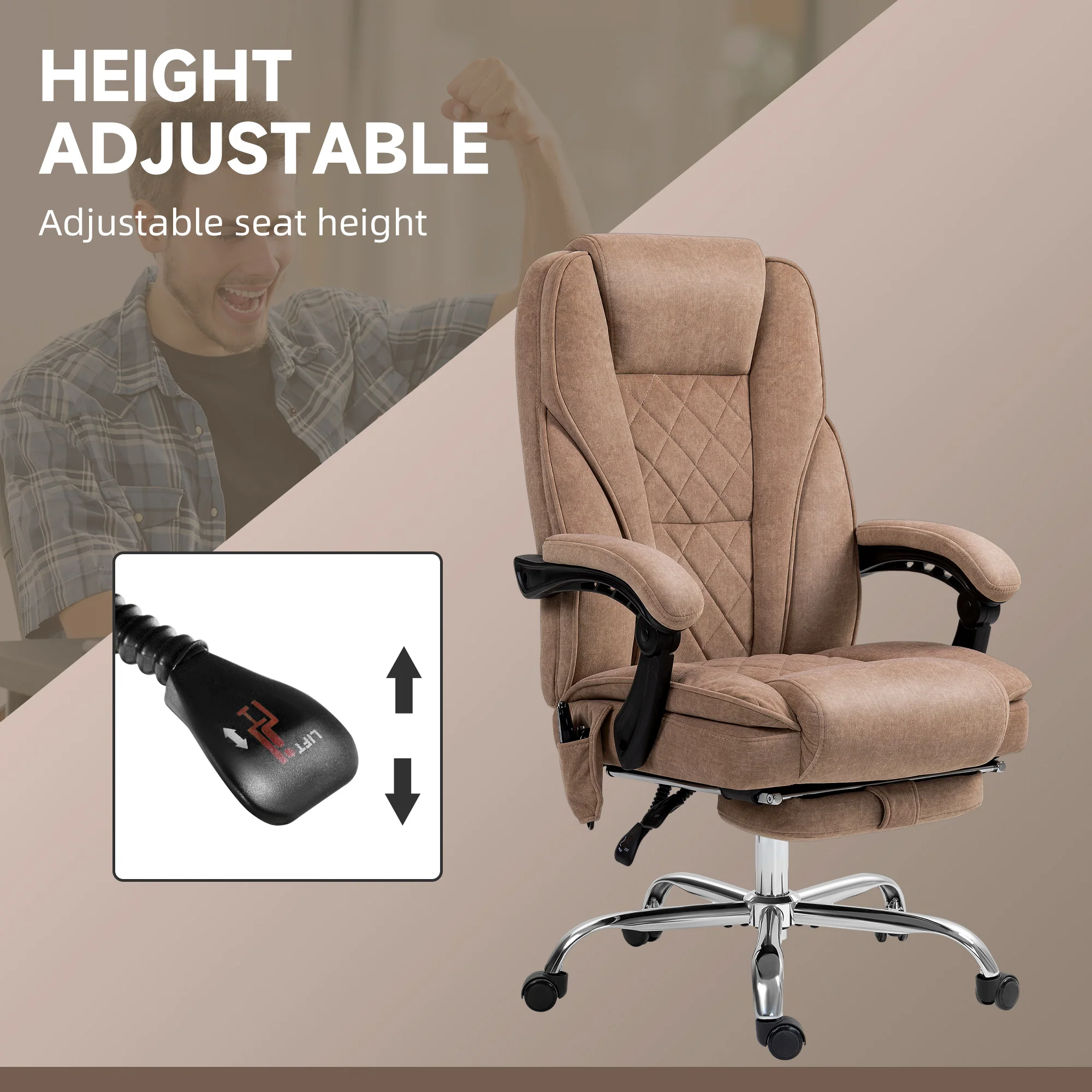 Vinsetto Massage Office Chair, Heated Reclining Desk Chair - Image 13