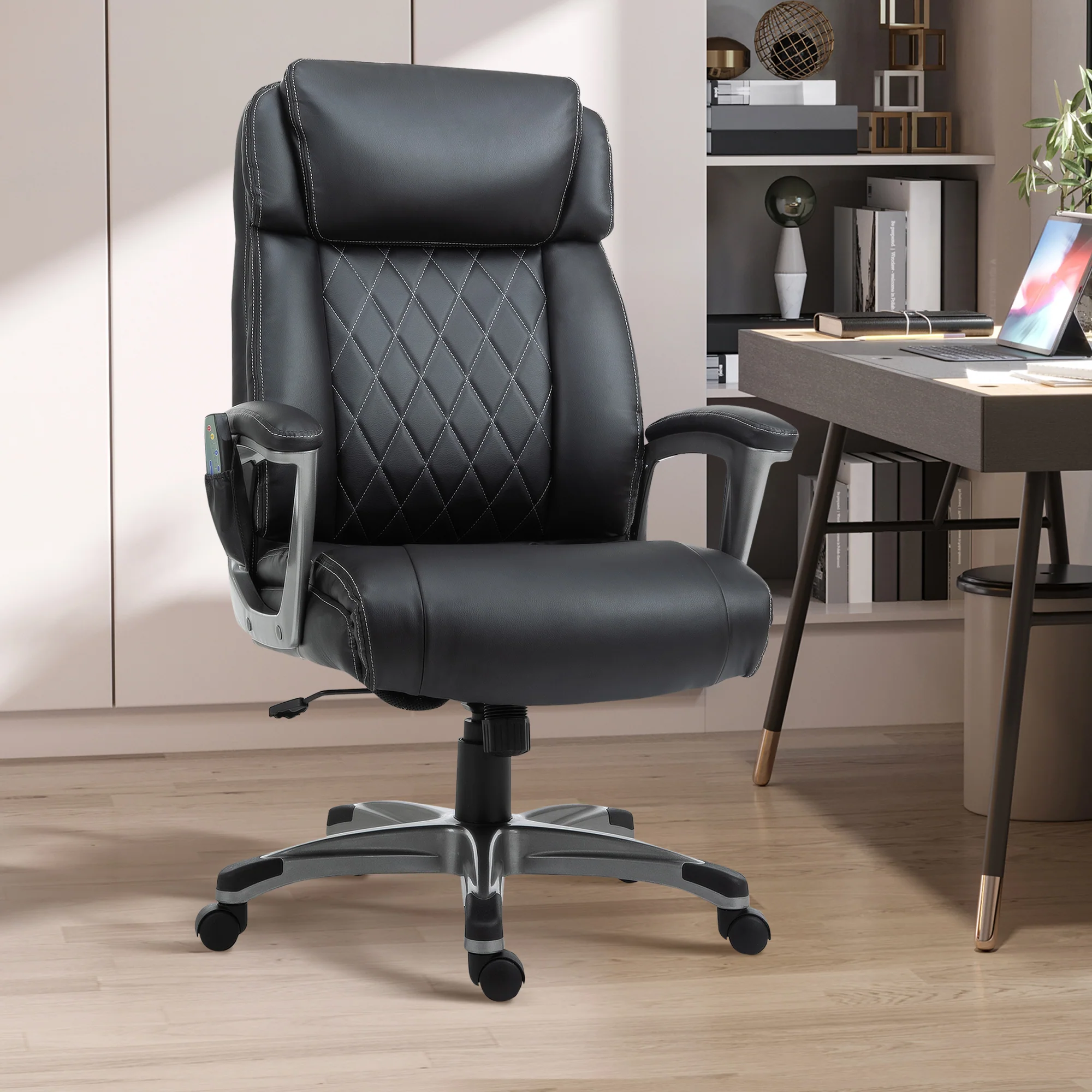 Vinsetto Massage Office Chair High Back with Armrest 6-Point Vibration Executive Chair with Adjustable Height Black - Image 2