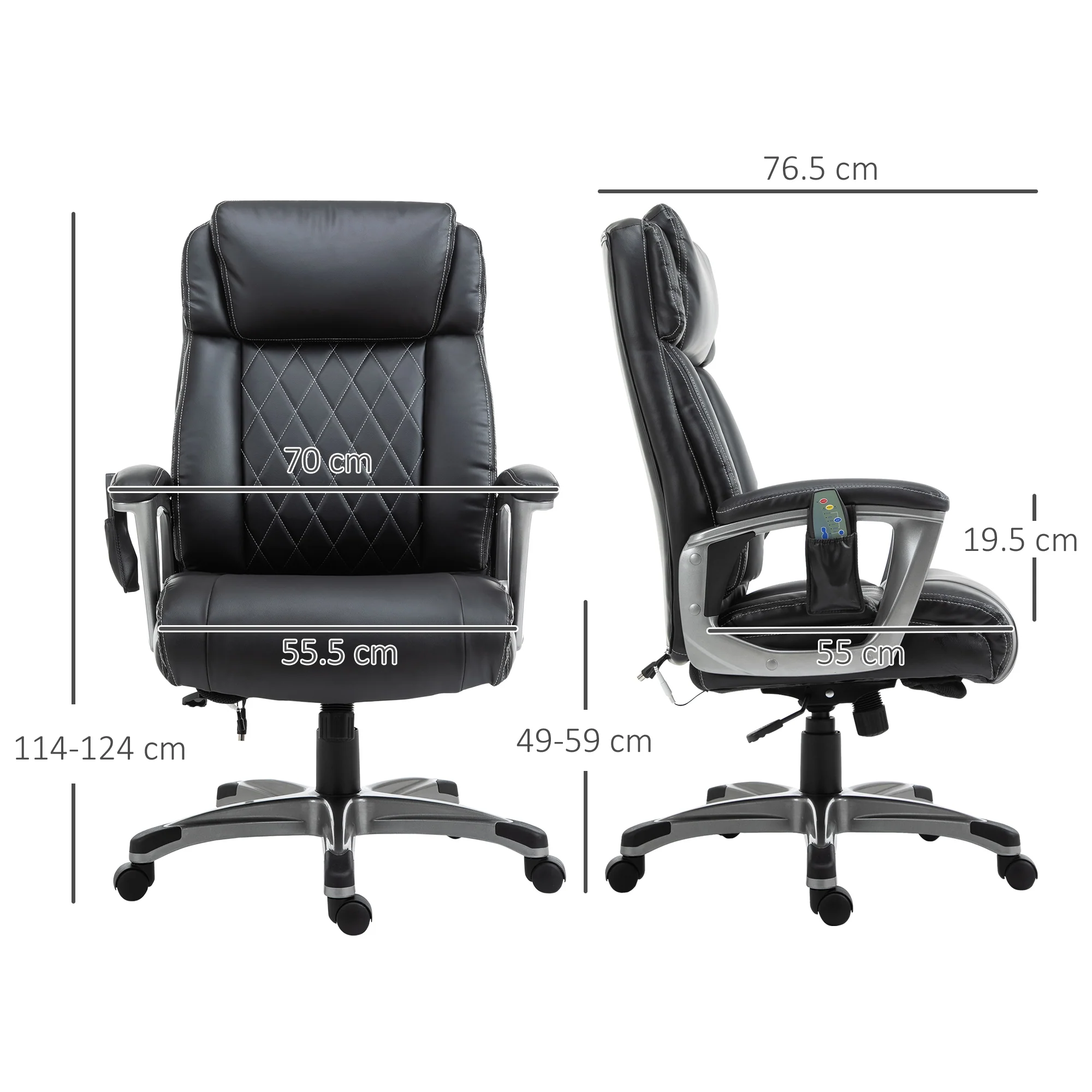 Vinsetto Massage Office Chair High Back with Armrest 6-Point Vibration Executive Chair with Adjustable Height Black - Image 3