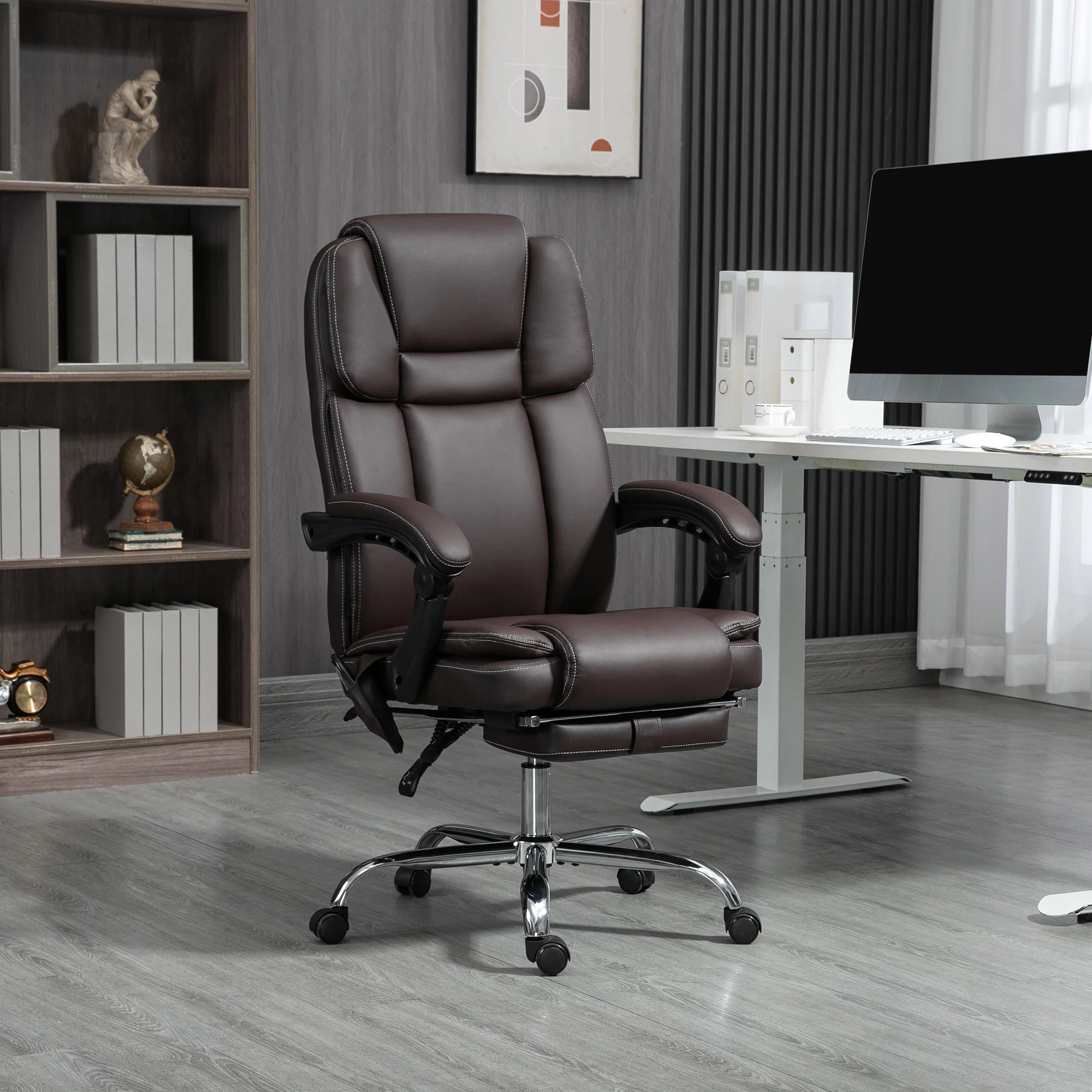 Vinsetto Massage Office Chair, PU Leather High Back Recliner - Image 11