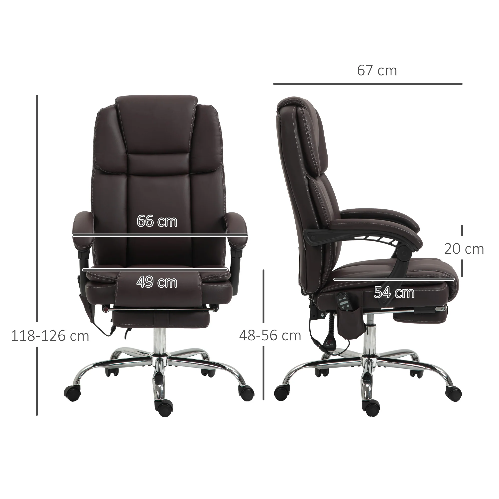 Vinsetto Massage Office Chair, PU Leather High Back Recliner - Image 14
