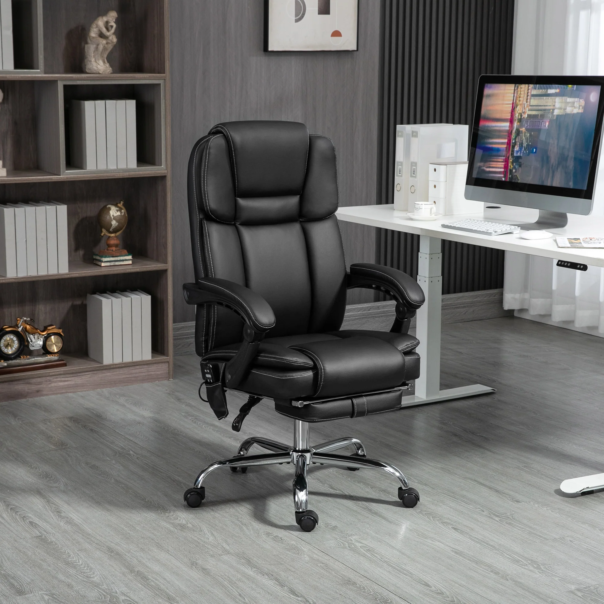 Vinsetto Massage Office Chair, PU Leather High Back Recliner - Image 2