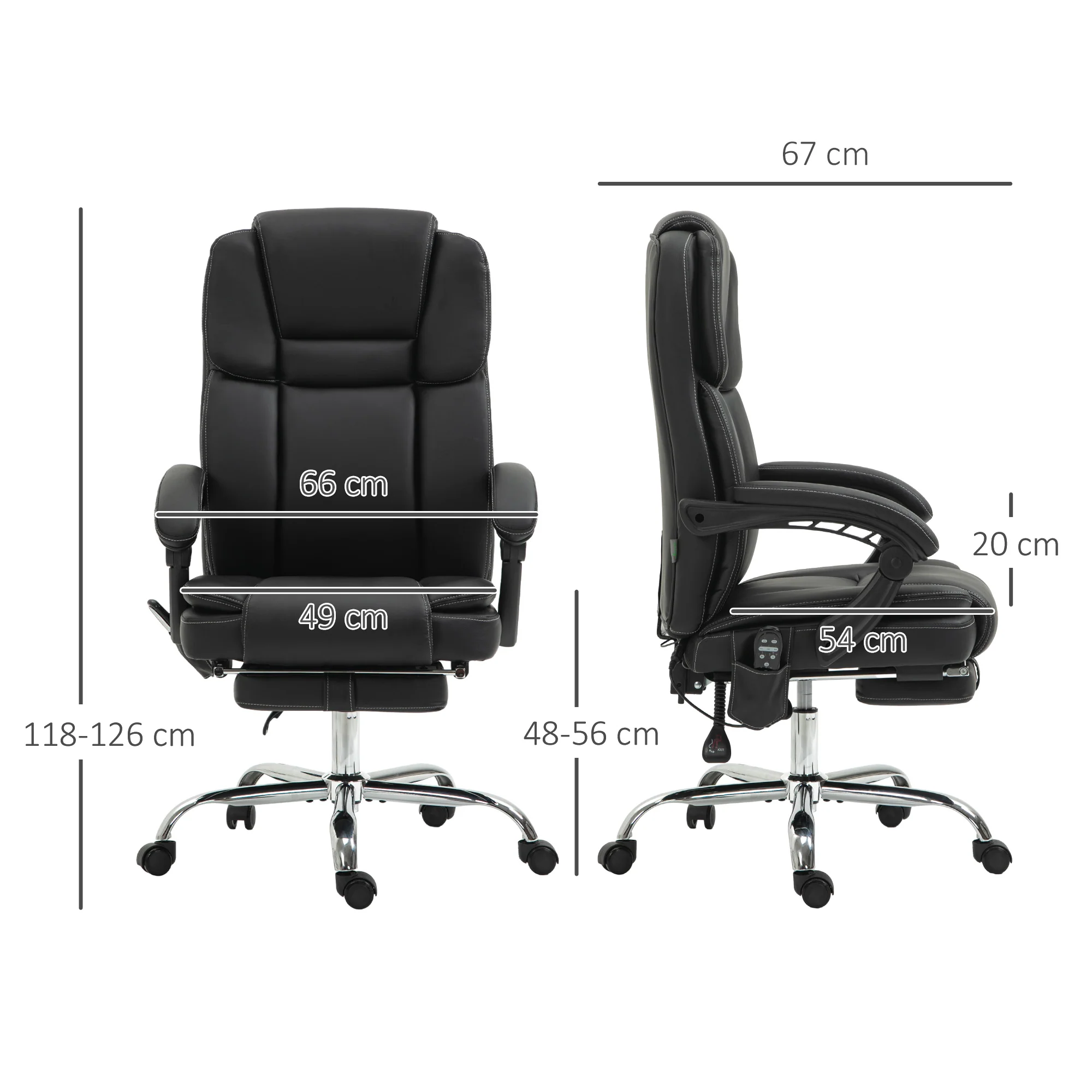 Vinsetto Massage Office Chair, PU Leather High Back Recliner - Image 5