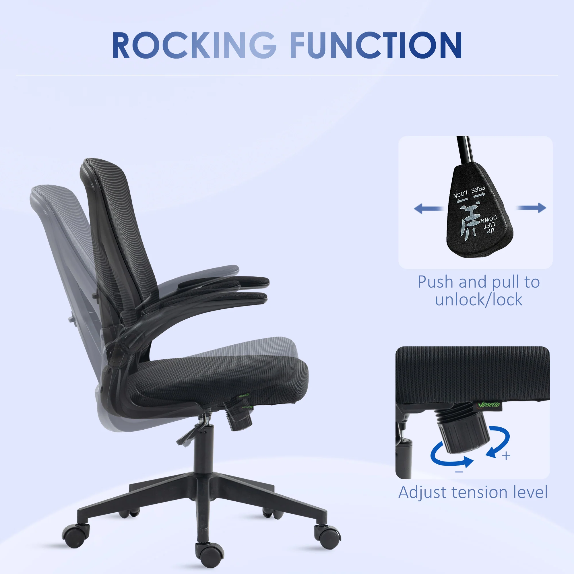 Vinsetto Mesh Office Chair Computer Chair With Swivel Wheels For Home Office - Image 4