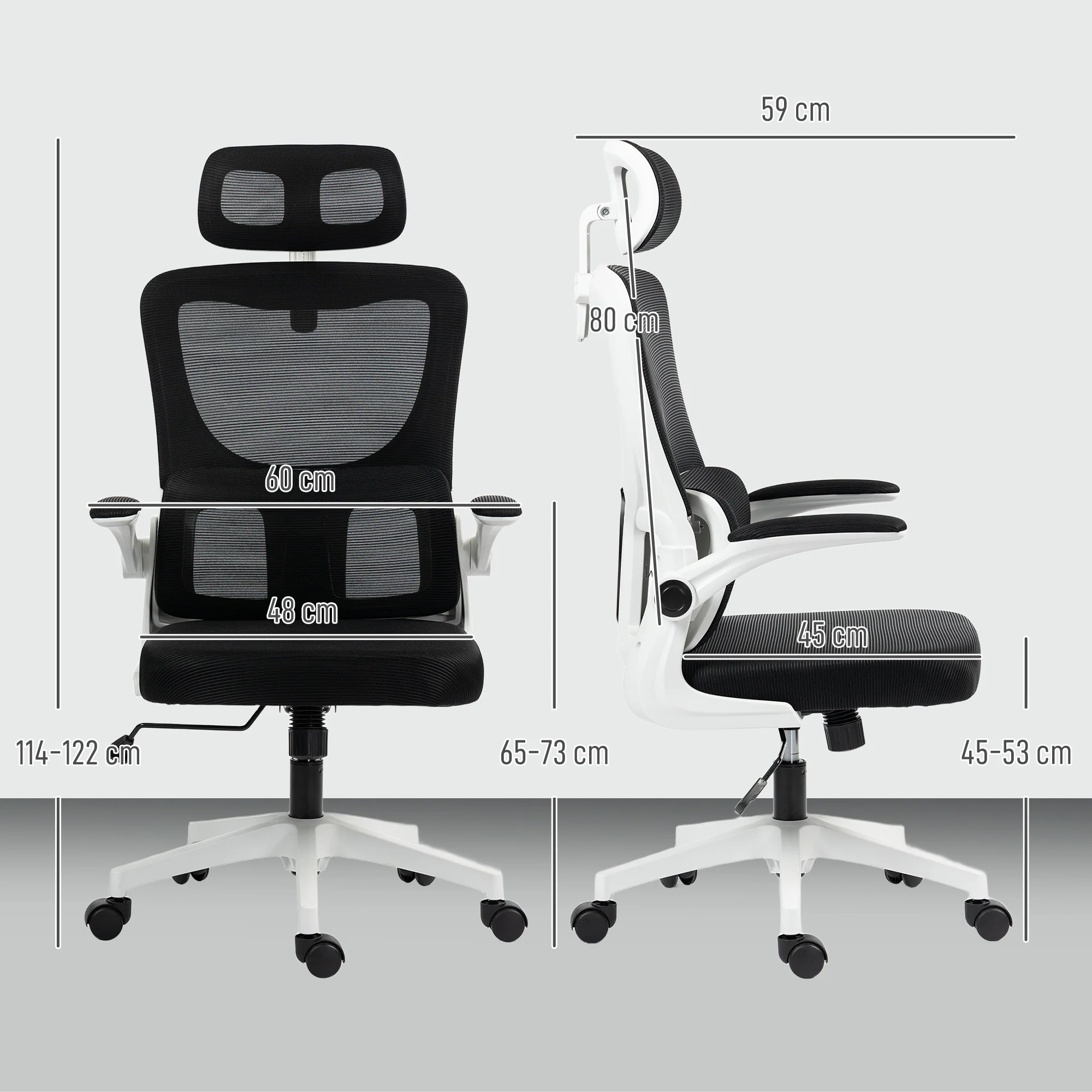 Vinsetto Mesh Office Chair With Adjustable Headrest, Lumbar Support, Black - Image 5