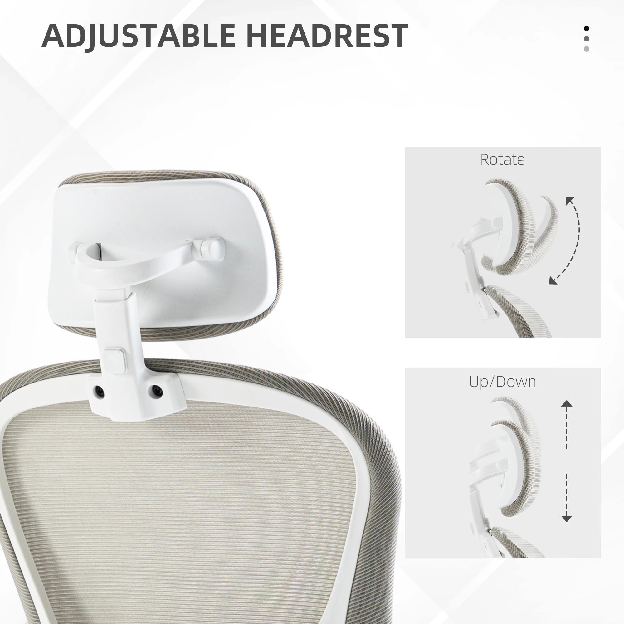 Vinsetto Mesh Office Chair With Headrest, 4D Lumbar Support, Flip-up Arm - Image 6