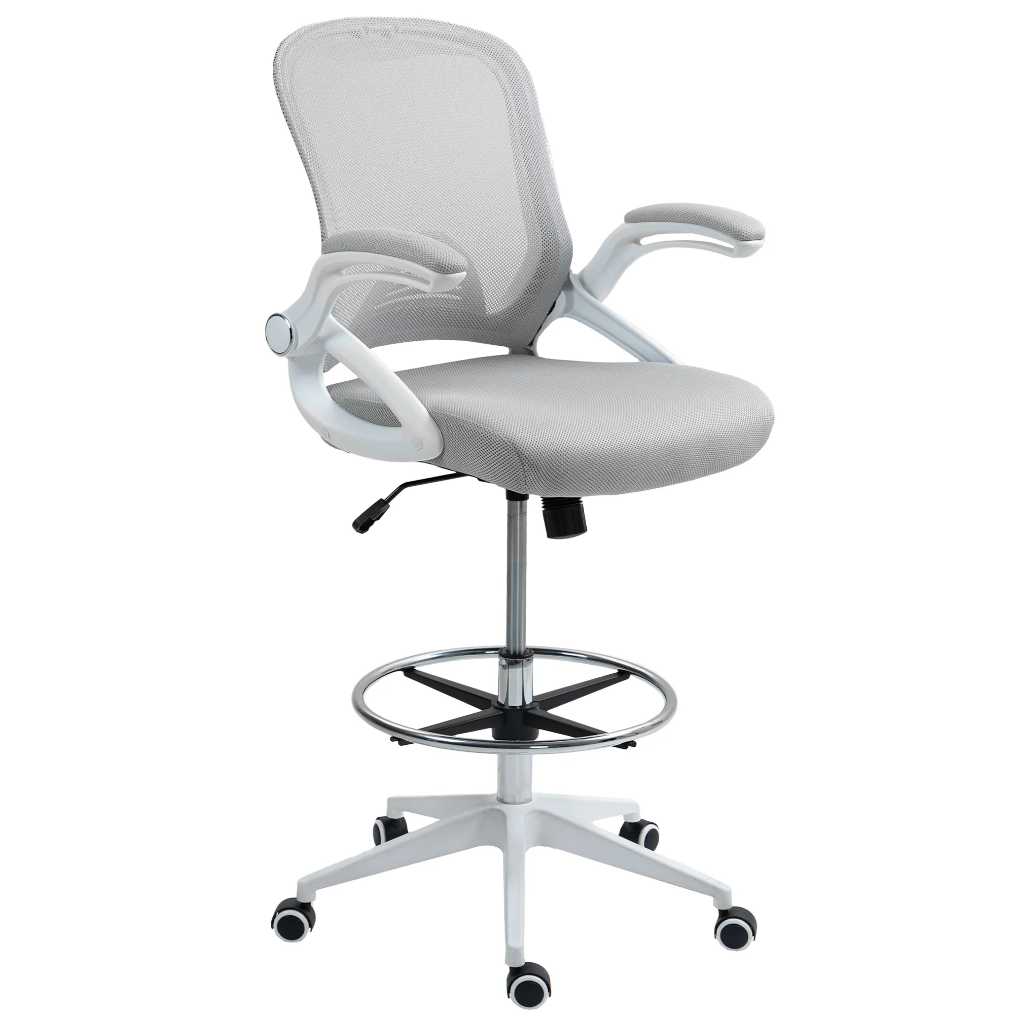 Vinsetto Mesh Office Stool, 60° Swivel Height Adjustable Chair - Image 10