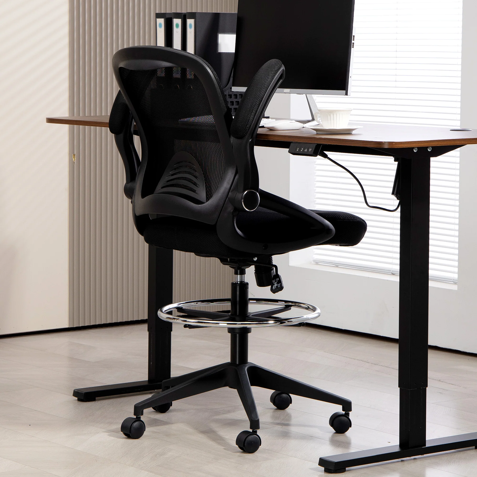 Vinsetto Mesh Office Stool, 60° Swivel Height Adjustable Chair - Image 9