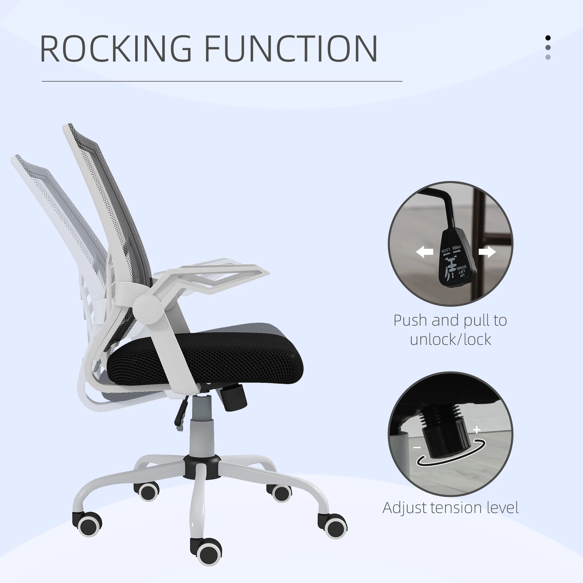 Vinsetto Mesh Swivel Office Chair Task Computer Chair w/ Lumbar Support, Black - Image 4