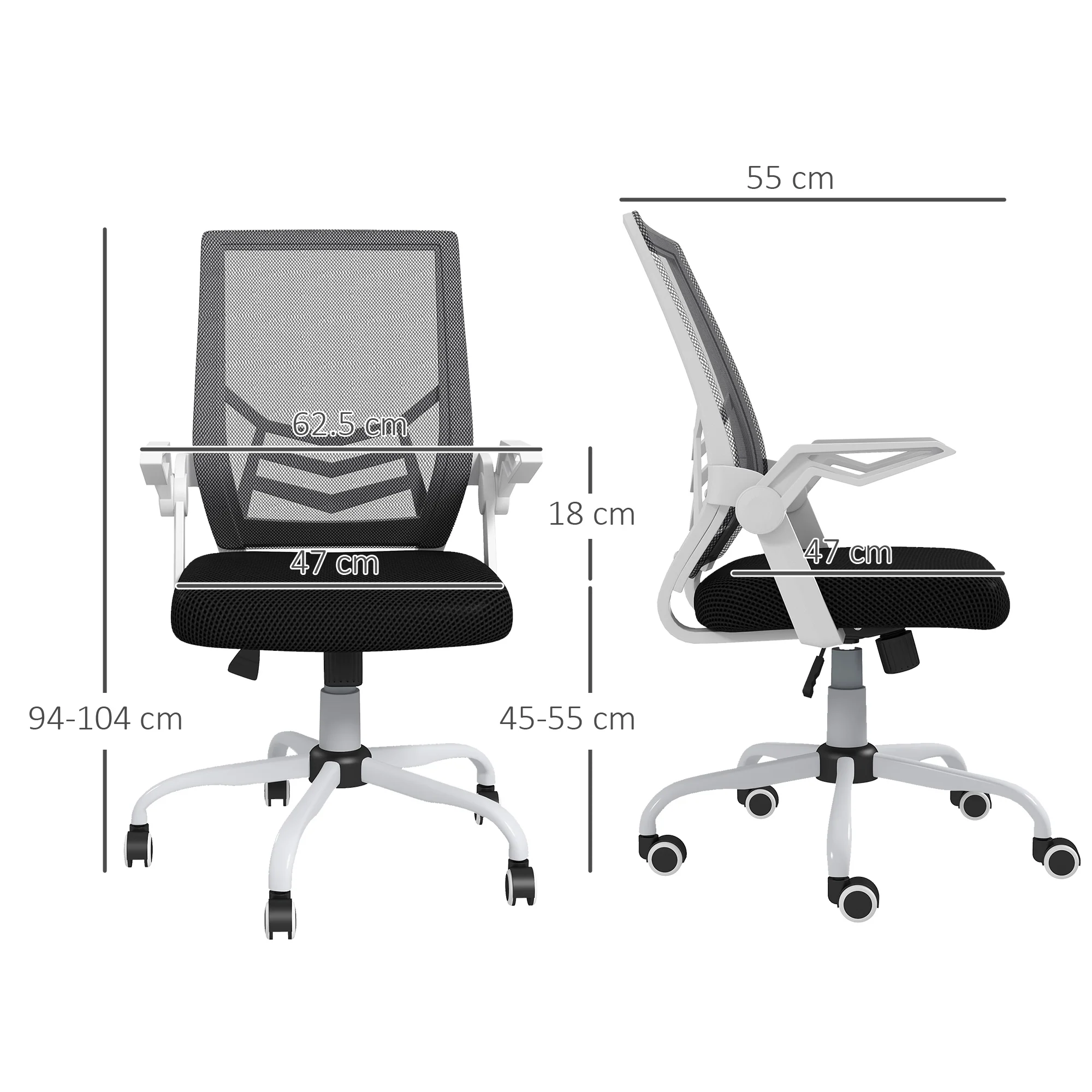 Vinsetto Mesh Swivel Office Chair Task Computer Chair w/ Lumbar Support, Black - Image 5