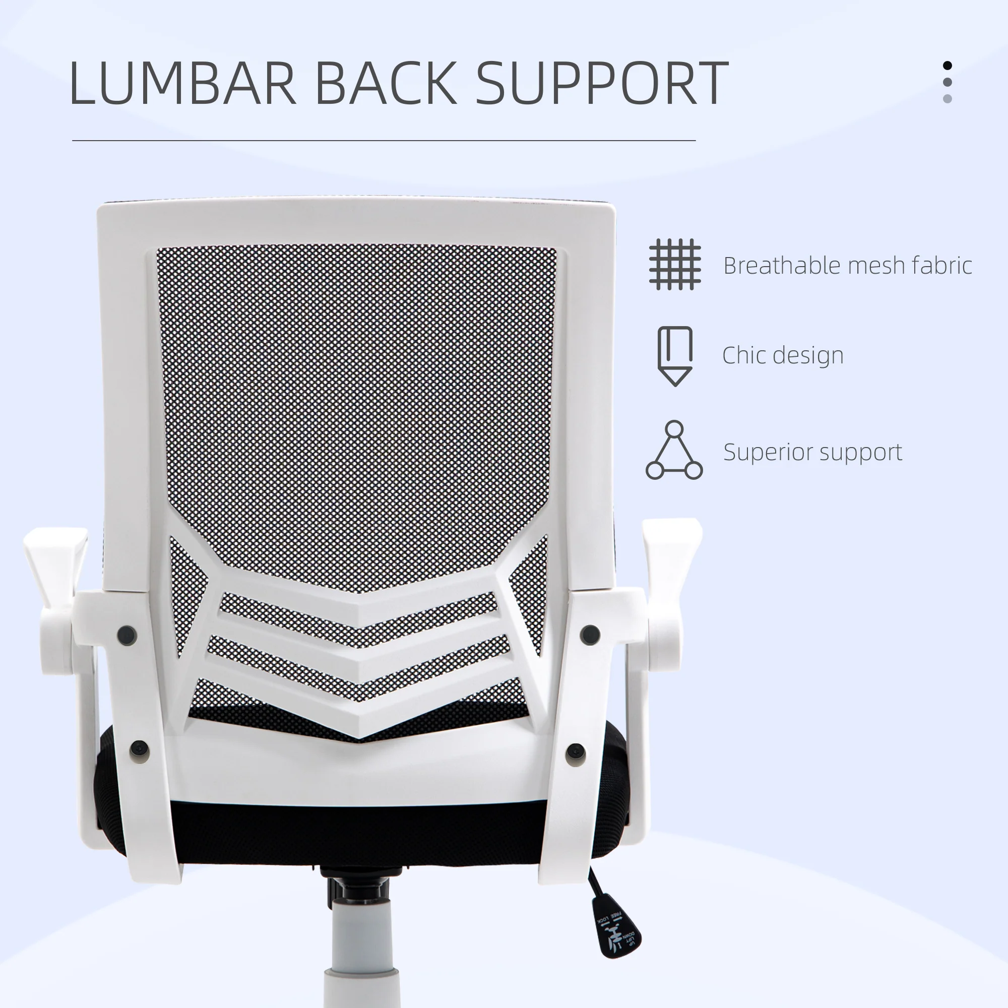 Vinsetto Mesh Swivel Office Chair Task Computer Chair w/ Lumbar Support, Black - Image 6