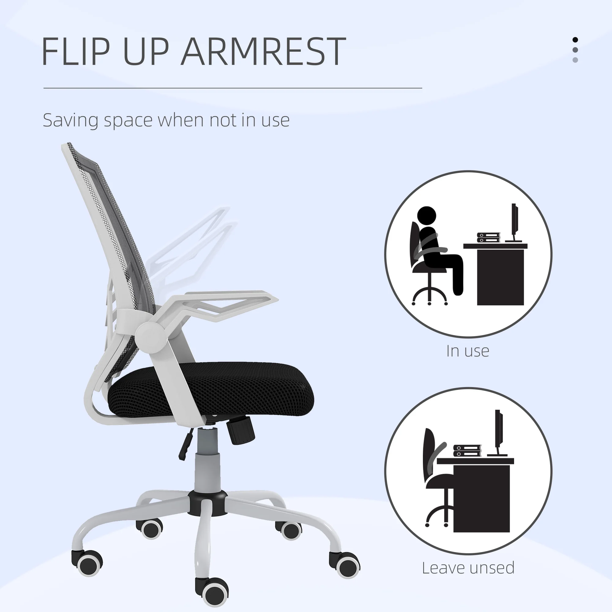 Vinsetto Mesh Swivel Office Chair Task Computer Chair w/ Lumbar Support, Black - Image 7