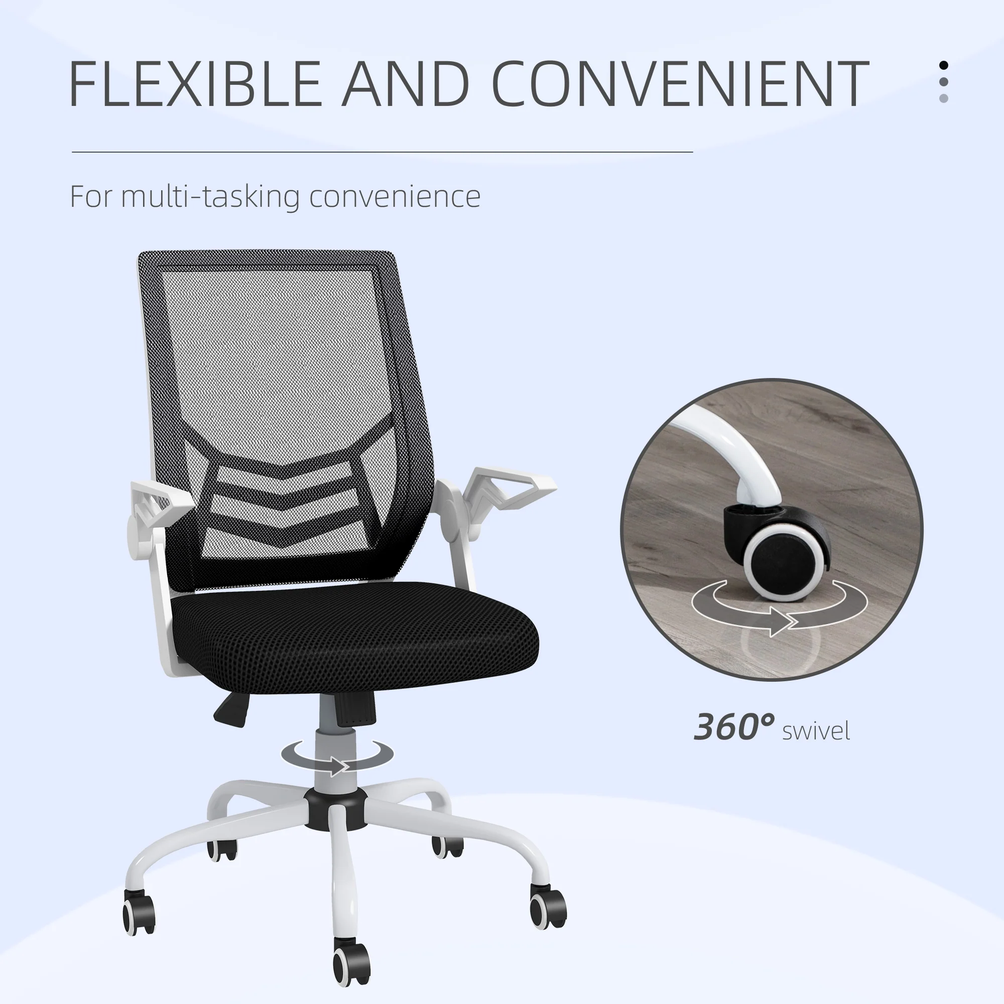 Vinsetto Mesh Swivel Office Chair Task Computer Chair w/ Lumbar Support, Black - Image 8