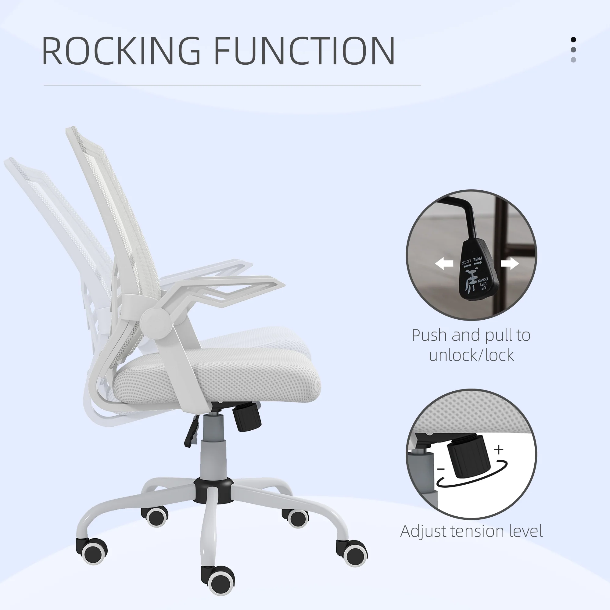 Vinsetto Mesh Swivel Office Chair Task Computer Chair w/ Lumbar Support, White - Image 4