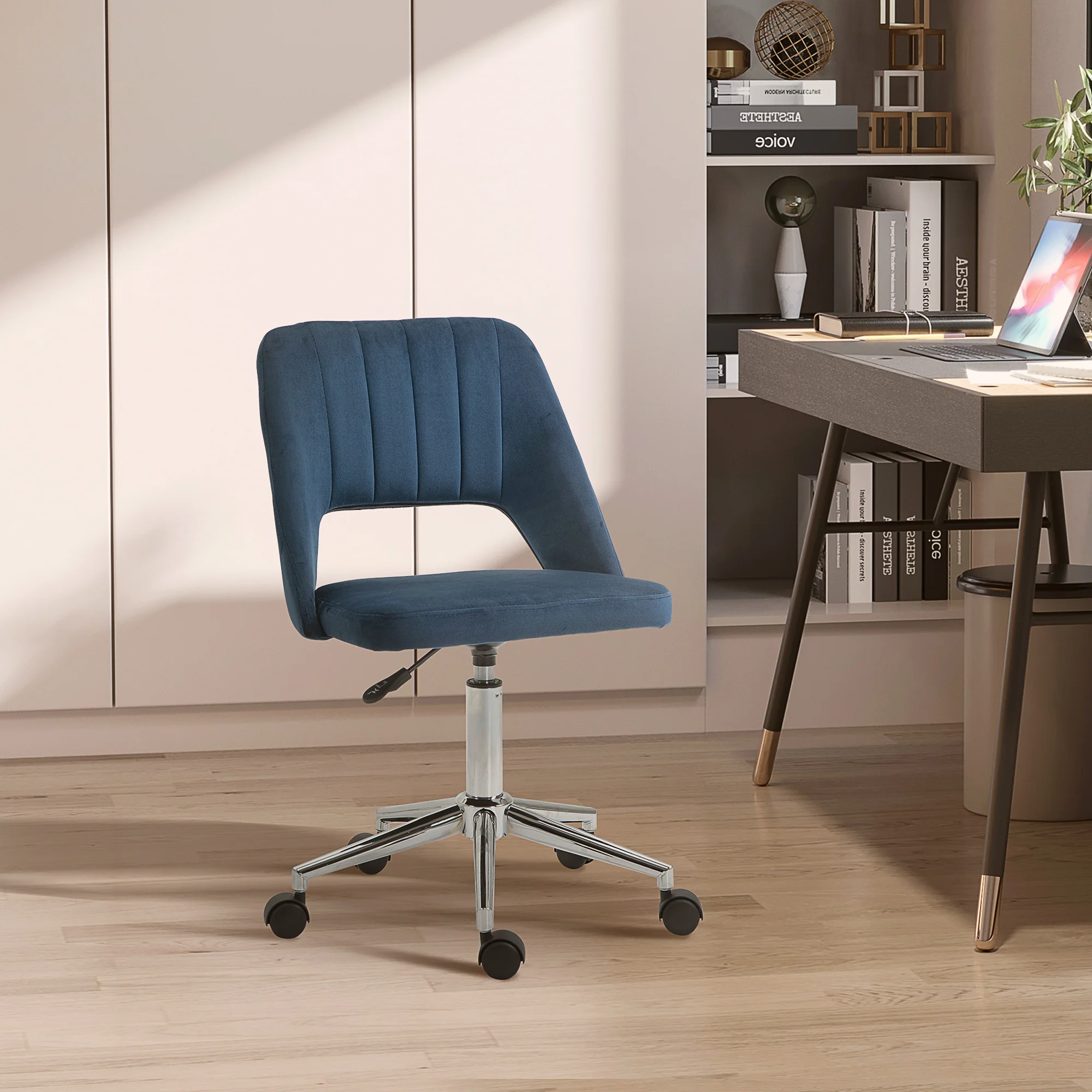 Vinsetto Mid-Back Swivel Home Office Chair Scallop Computer Chair - Image 11