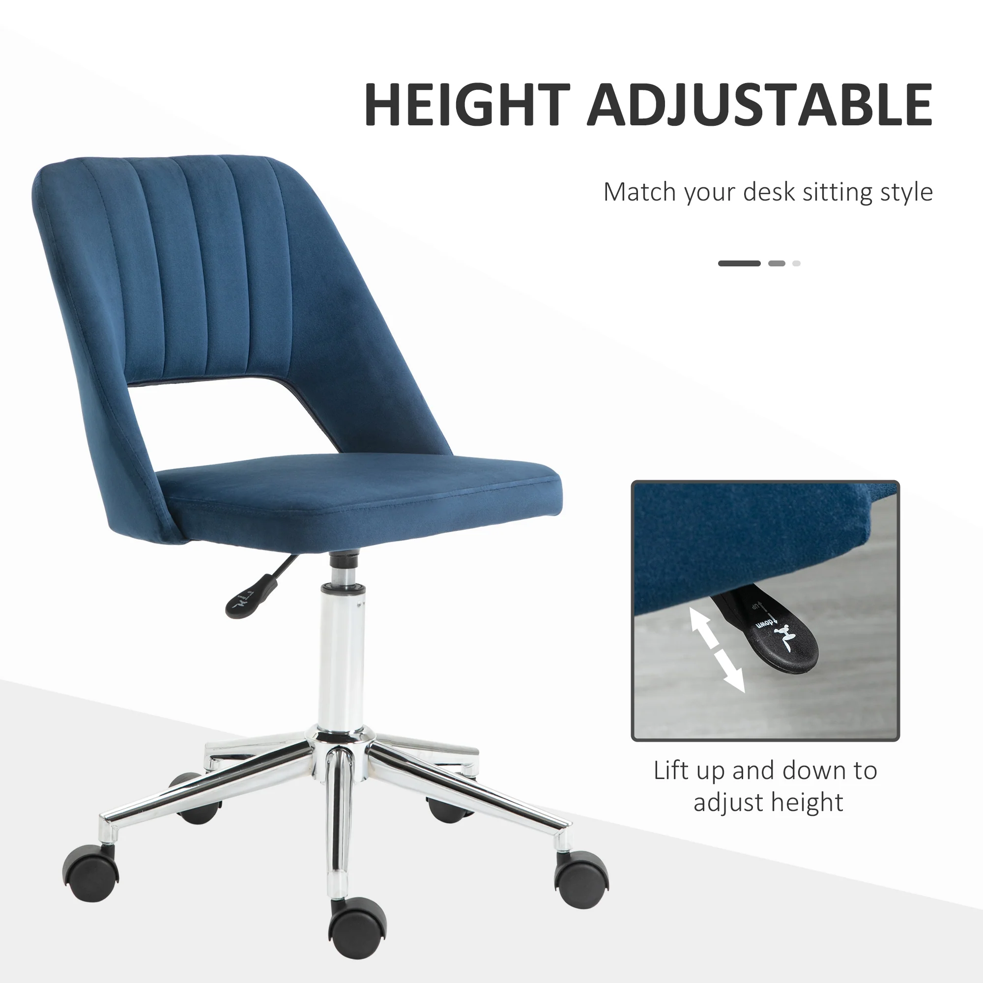 Vinsetto Mid-Back Swivel Home Office Chair Scallop Computer Chair - Image 12