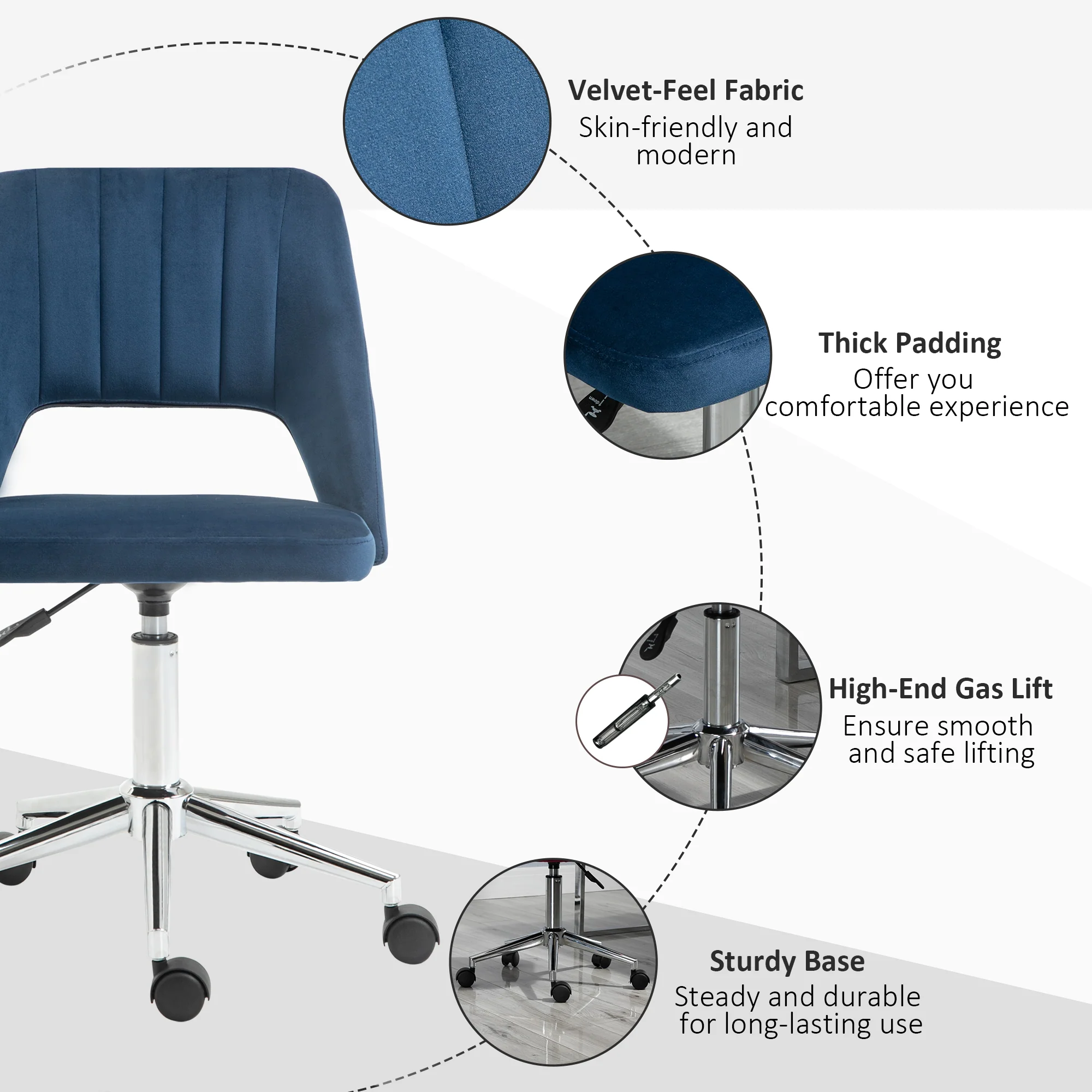 Vinsetto Mid-Back Swivel Home Office Chair Scallop Computer Chair - Image 16