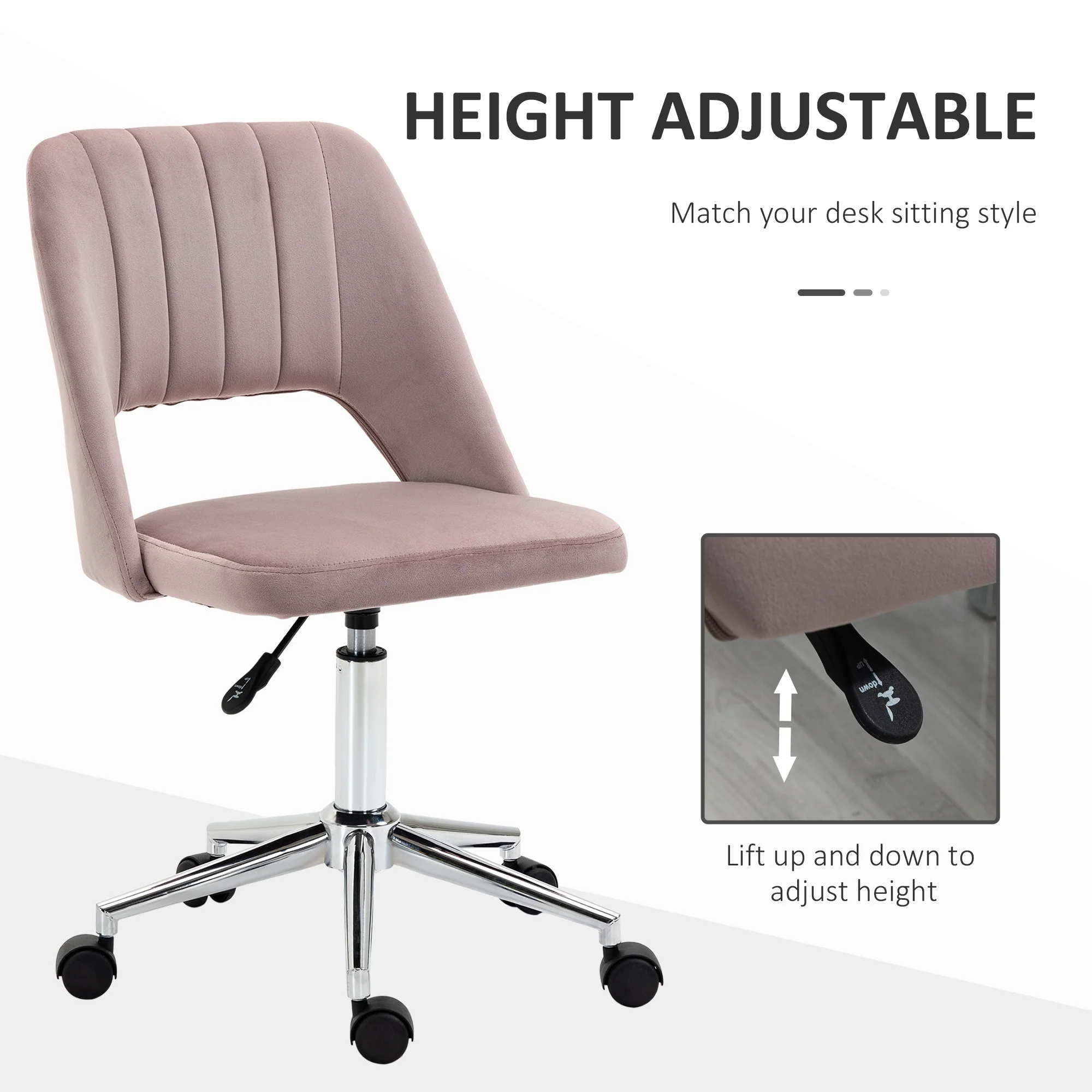 Vinsetto Mid-Back Swivel Home Office Chair Scallop Computer Chair - Image 21