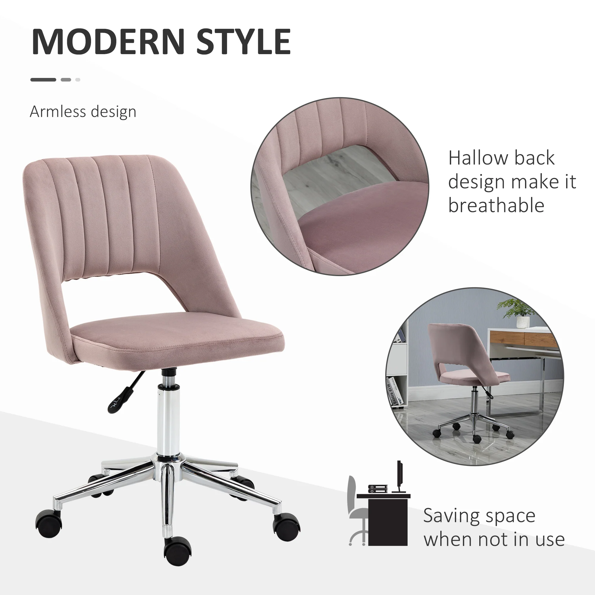 Vinsetto Mid-Back Swivel Home Office Chair Scallop Computer Chair - Image 22