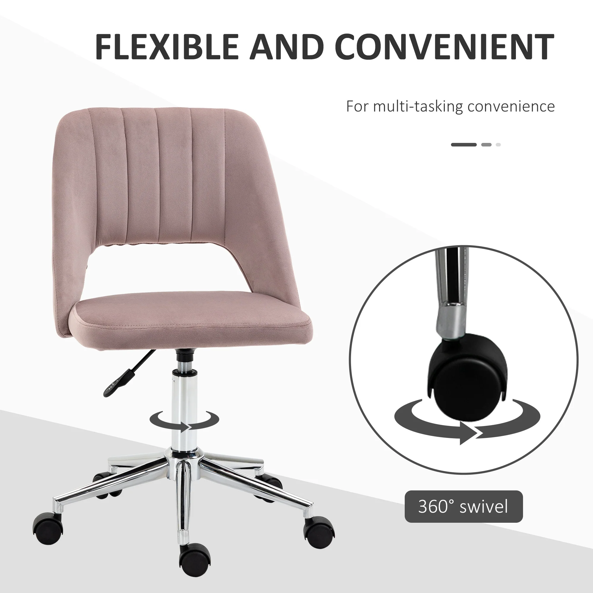 Vinsetto Mid-Back Swivel Home Office Chair Scallop Computer Chair - Image 24