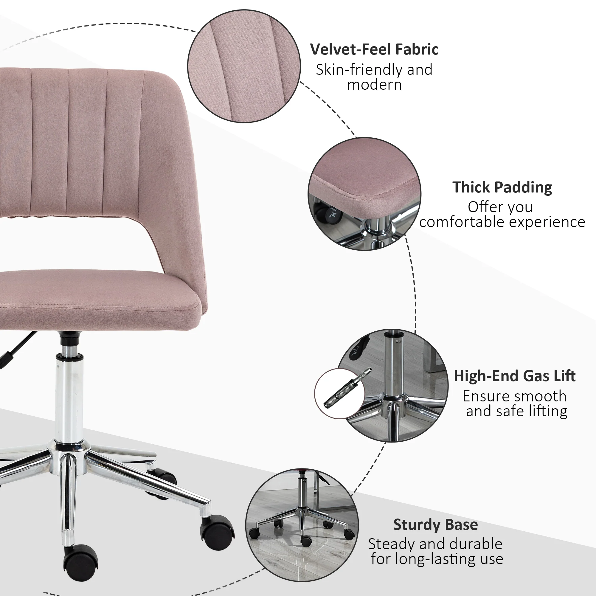Vinsetto Mid-Back Swivel Home Office Chair Scallop Computer Chair - Image 25