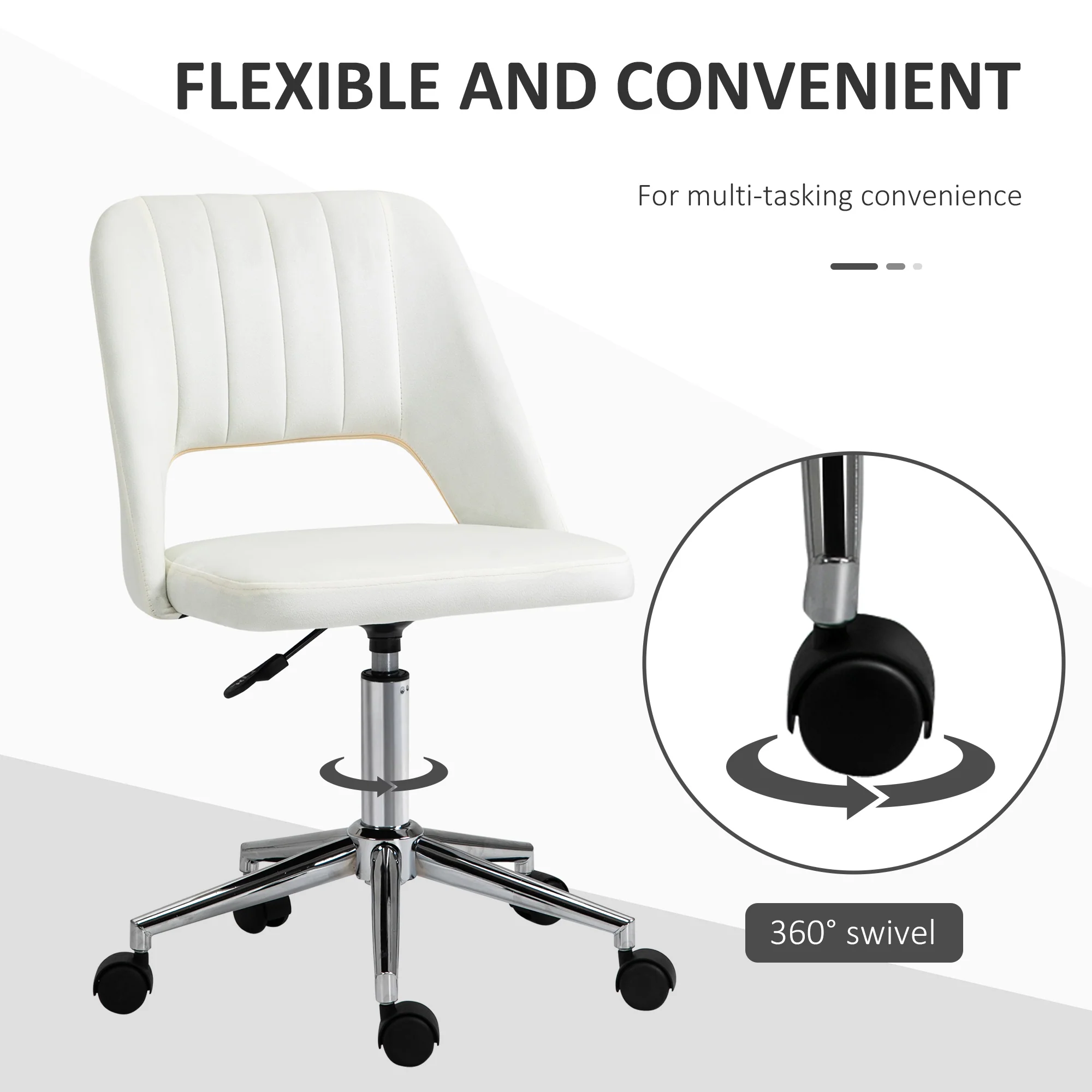 Vinsetto Mid-Back Swivel Home Office Chair Scallop Computer Chair - Image 6