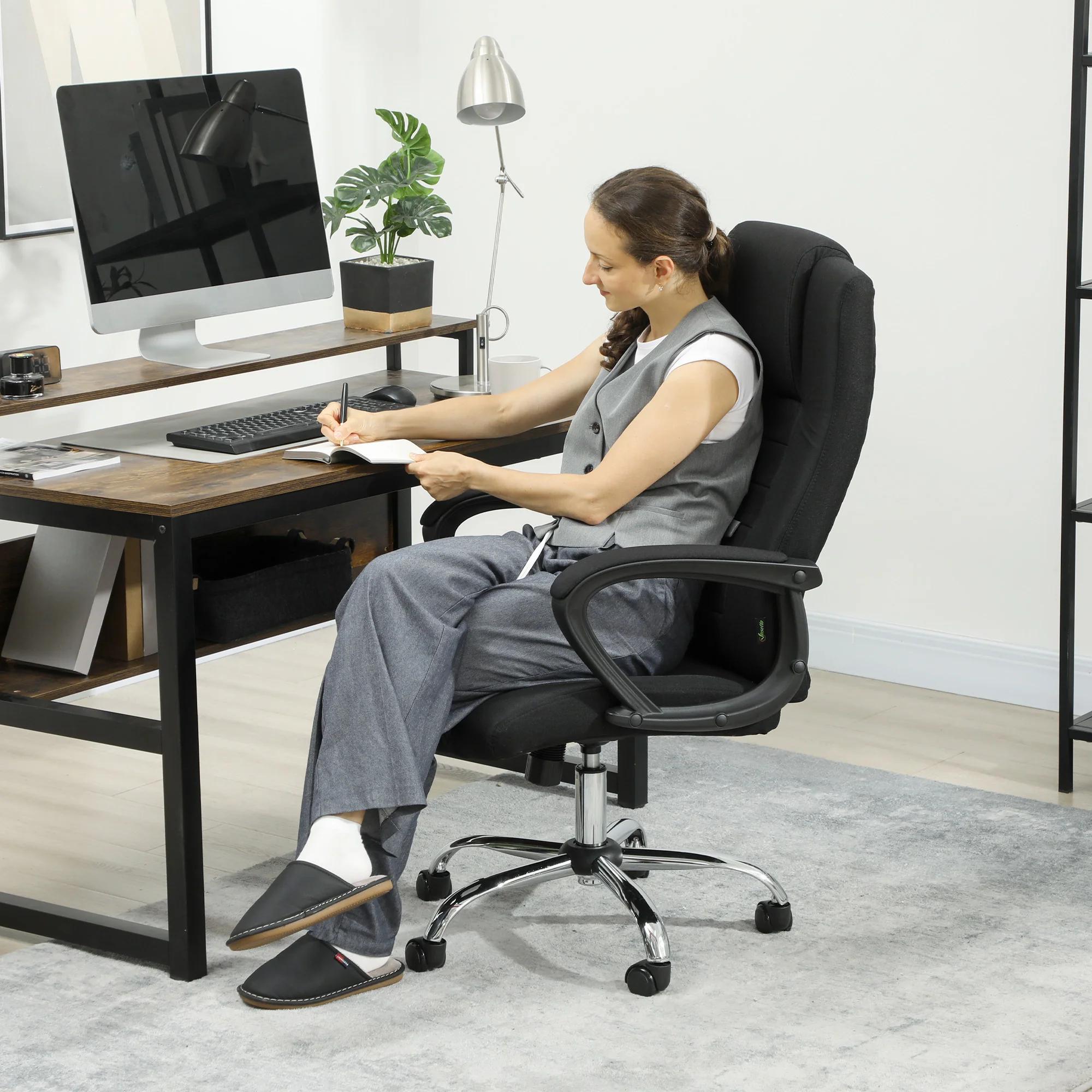Vinsetto Office Chair For Desk, With Height Adjustable, Wheels, Black - Image 8