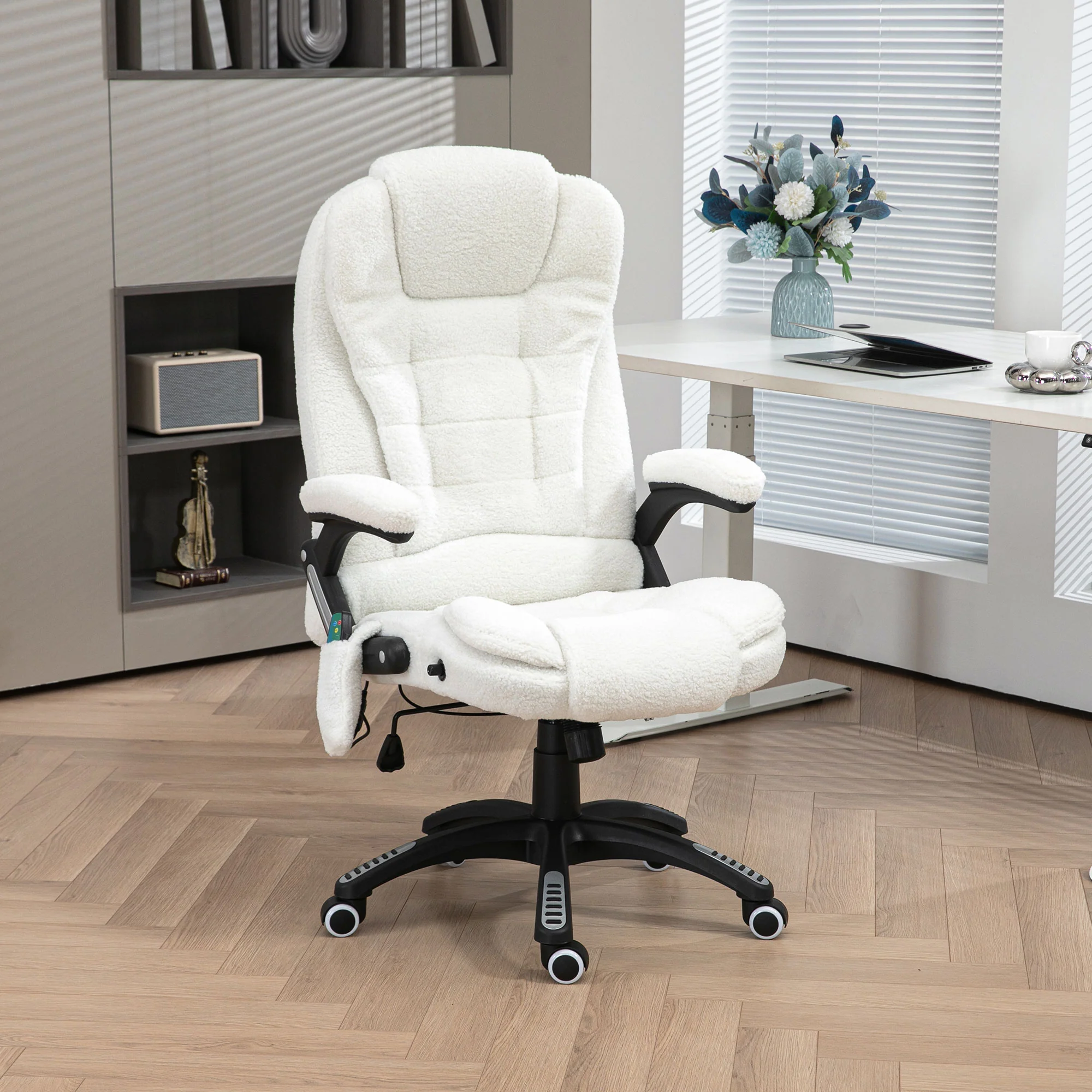 Vinsetto Office Chair W/ Heating Massage Points Relaxing Reclining White - Image 2