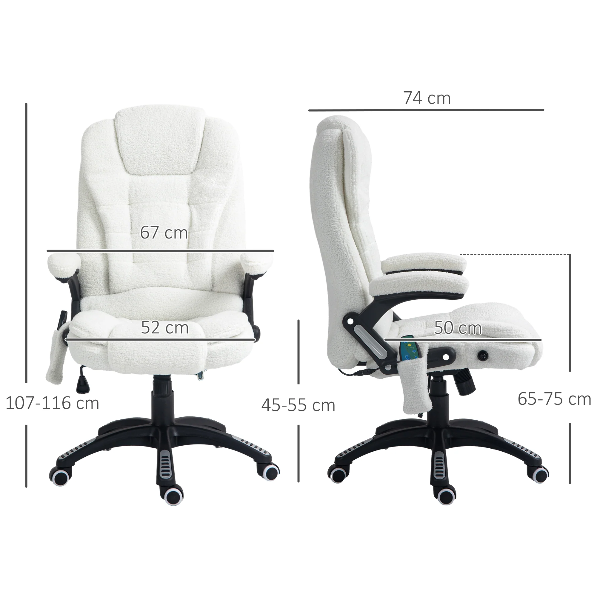 Vinsetto Office Chair W/ Heating Massage Points Relaxing Reclining White - Image 5
