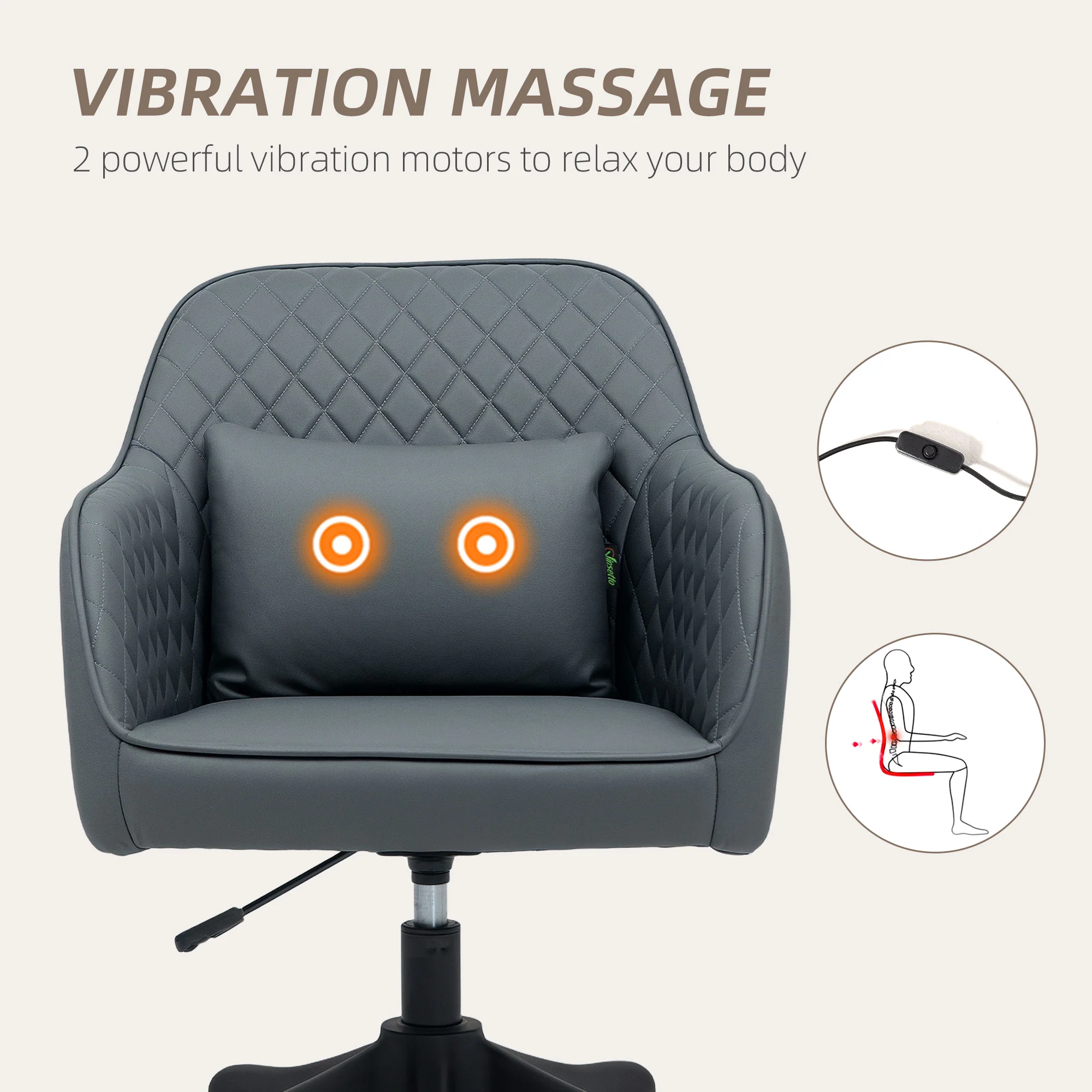 Vinsetto Office Chair with Rechargeable Vibration Massage - Image 18
