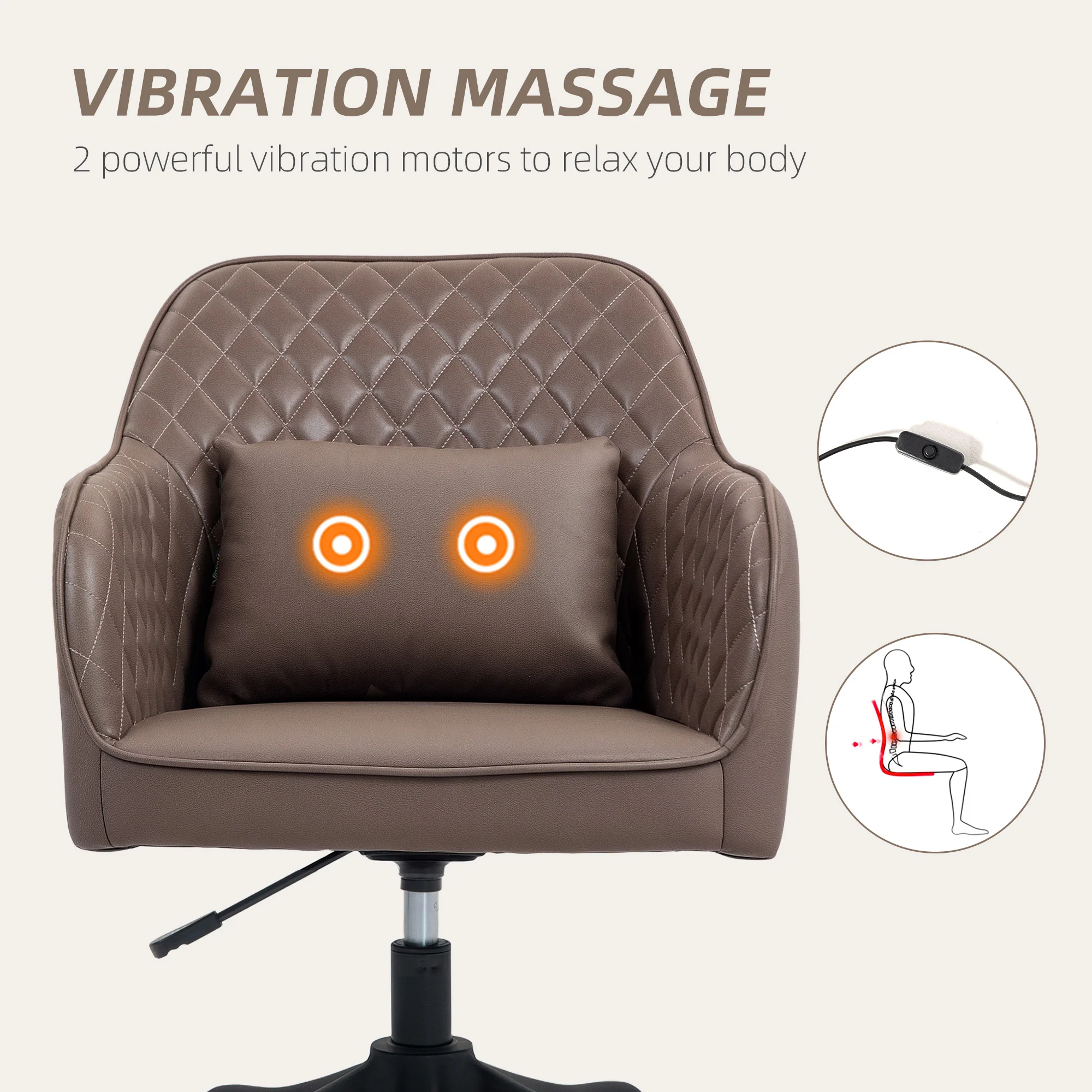 Vinsetto Office Chair with Rechargeable Vibration Massage - Image 9