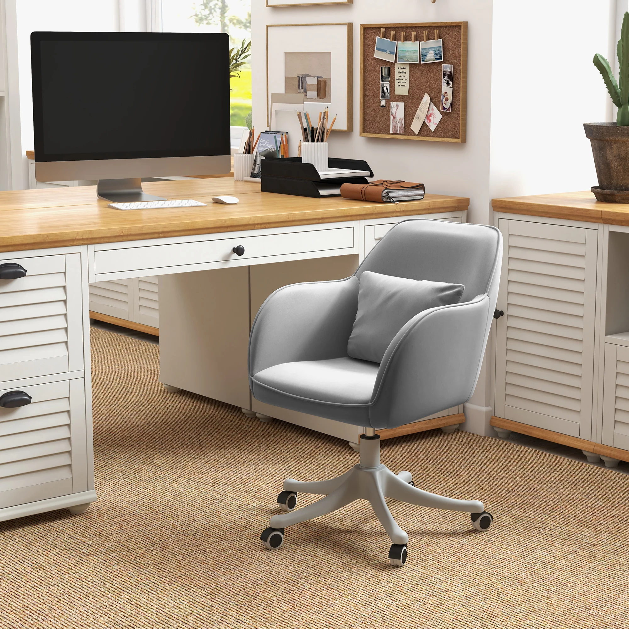 Vinsetto Office Chair with Rechargeable Vibration Massage Lumbar Pillow, Wheels - Image 11