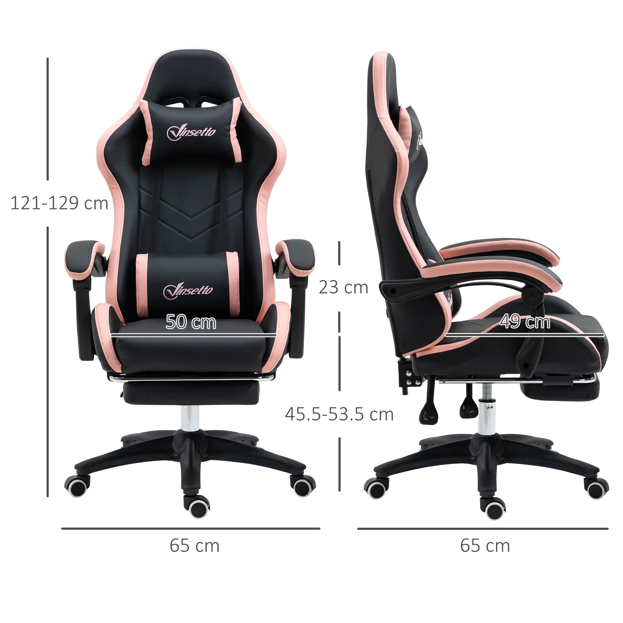 Vinsetto Racing Style Gaming Chair with Reclining Function Footrest, Black - Image 5
