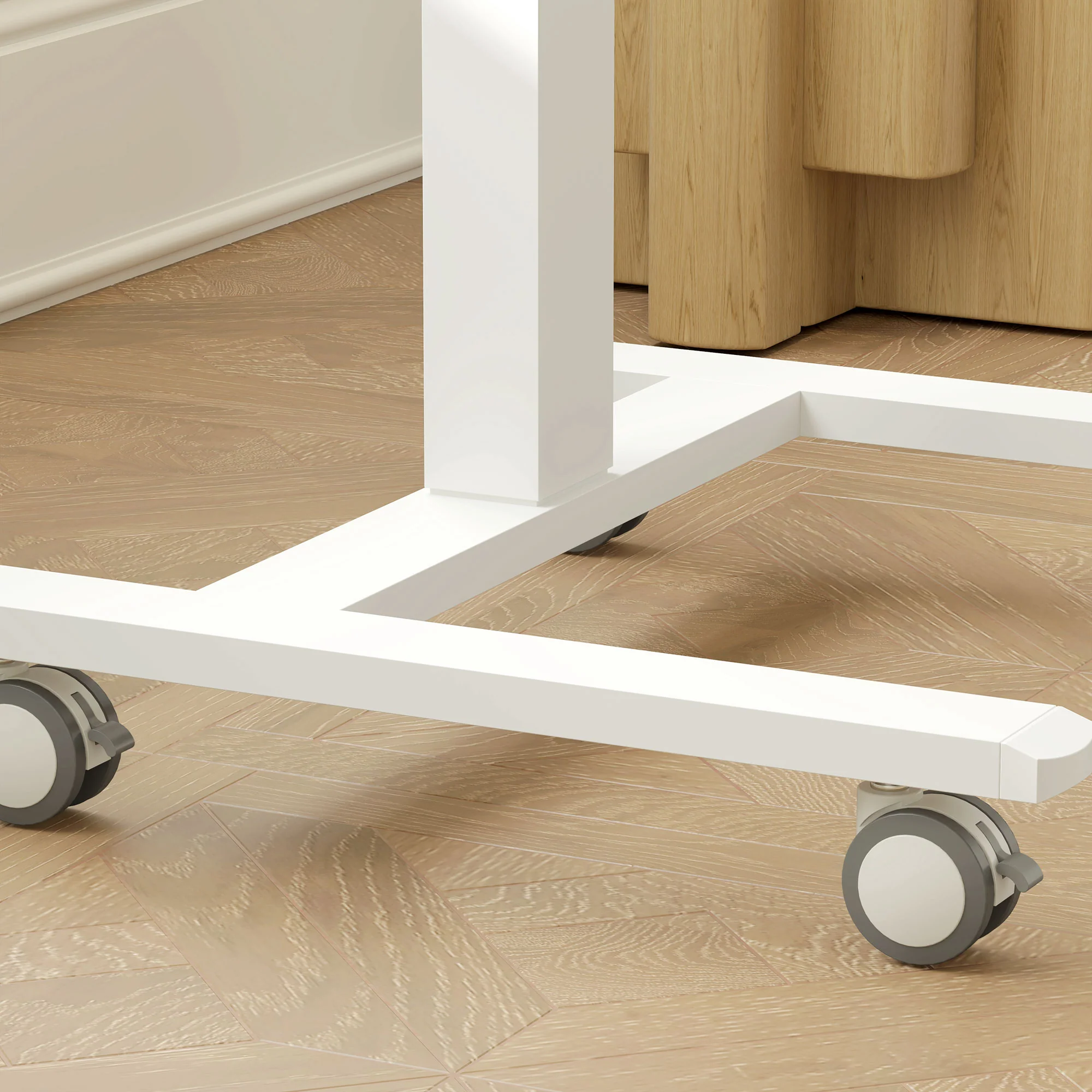 Vinsetto Standing Desk Sit Stand Desk With 4 Rolling Wheels, Natural - Image 8
