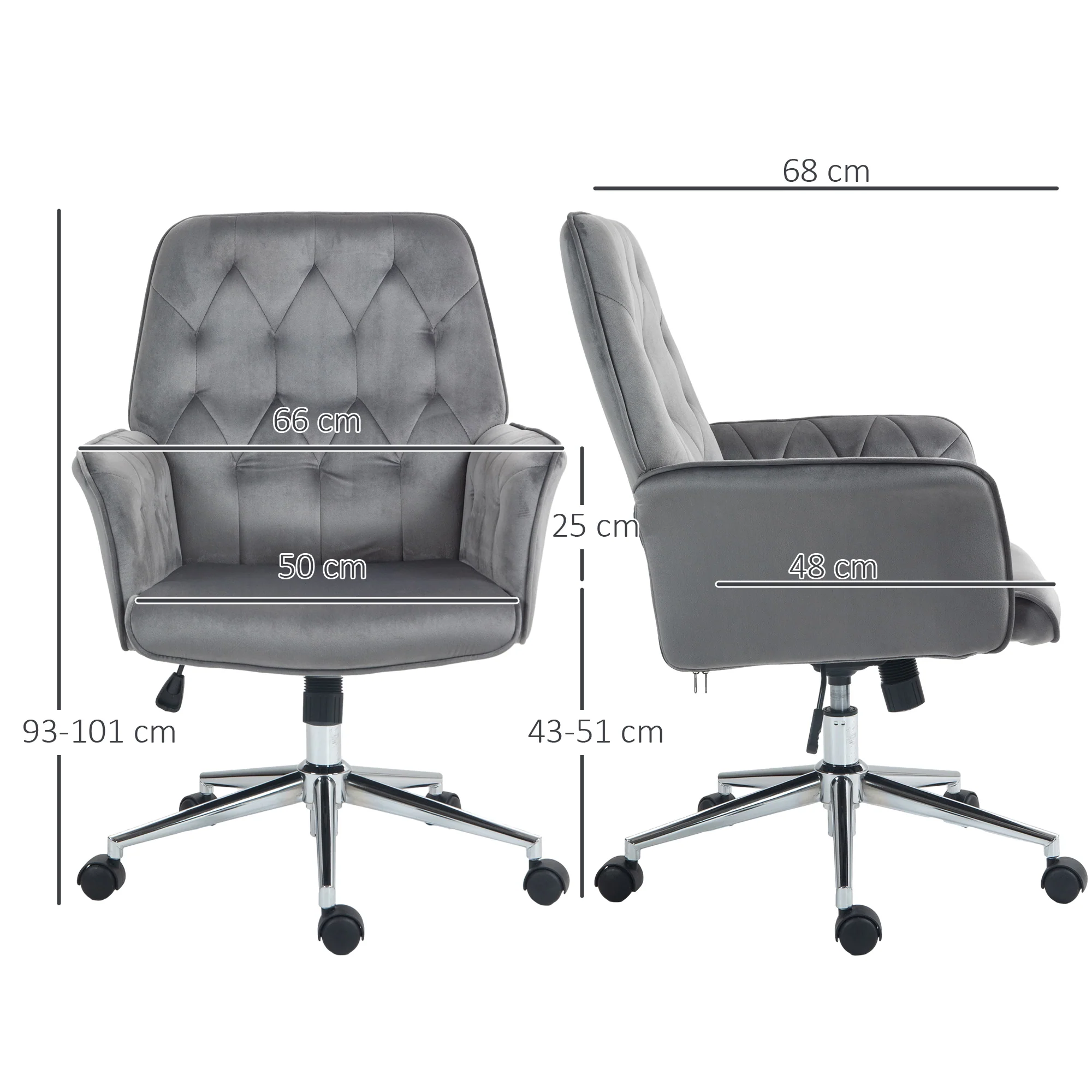 Vinsetto Swivel Computer Chair W/ Arm Modern Style Tufted Home Office Dark Grey - Image 5