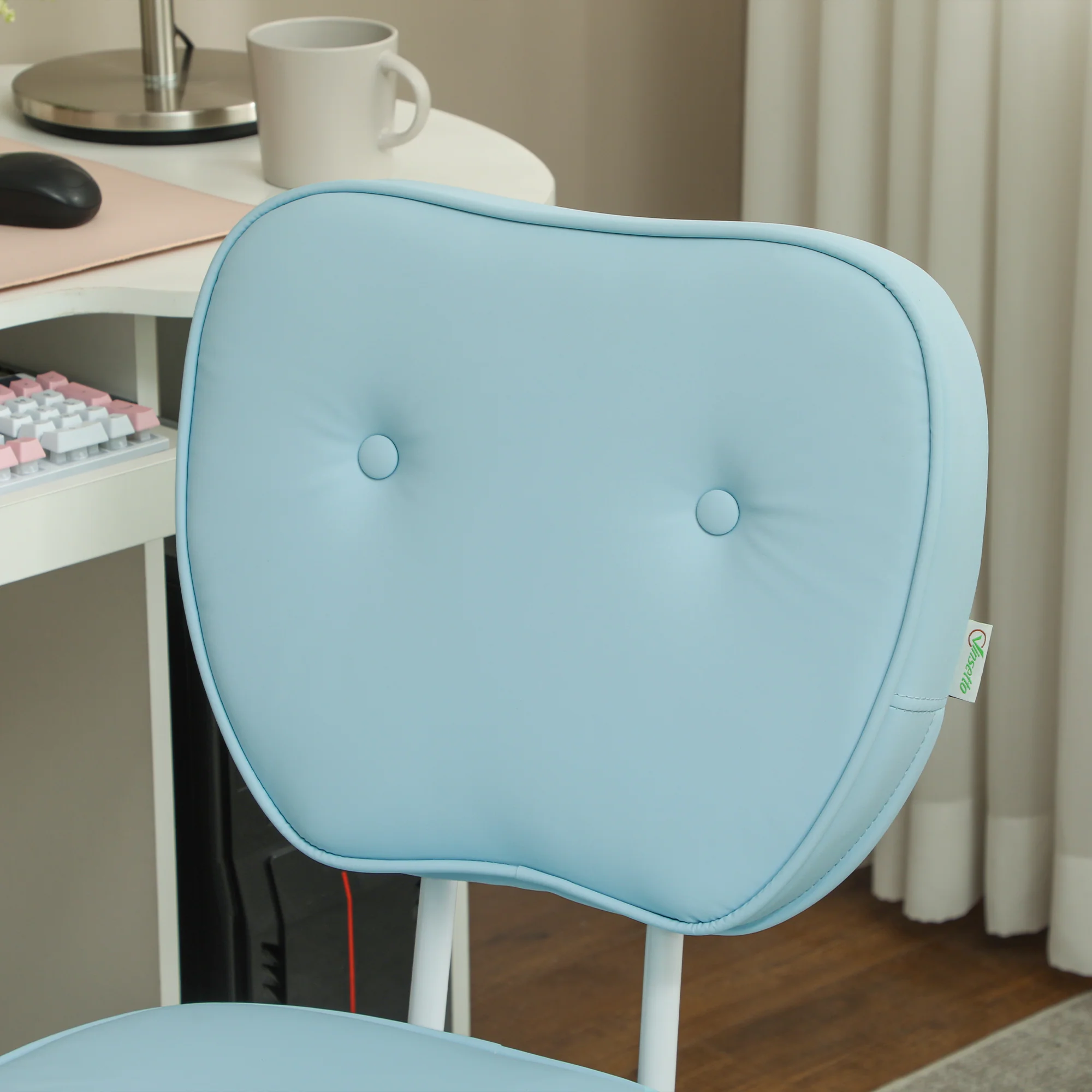 Vinsetto Vanity Task Chair With Adjustable Height, Armless - Cream/Blue - Image 18