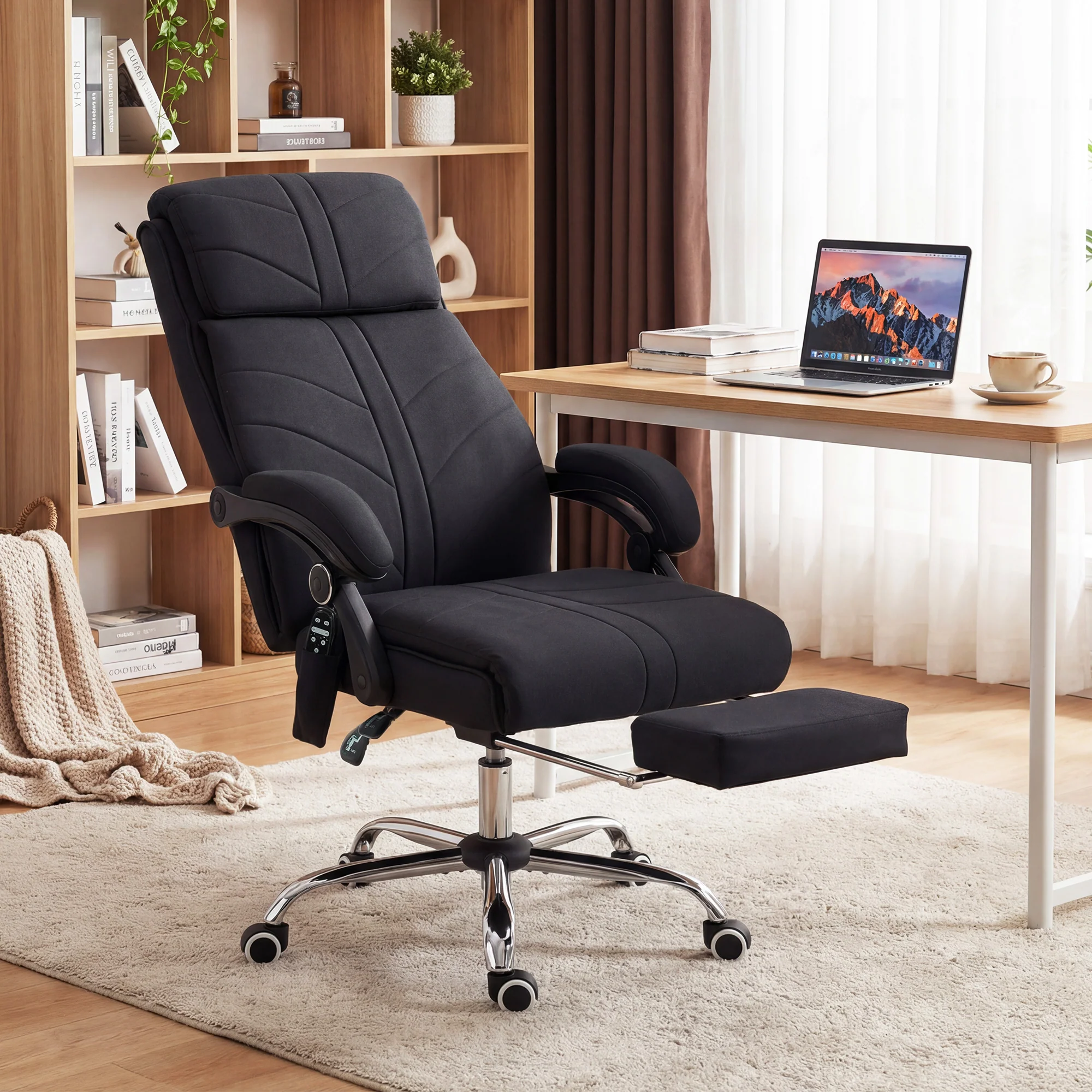 Vinsetto Vibration Massage Office Chair with Heat, Footrest, Black - Image 2