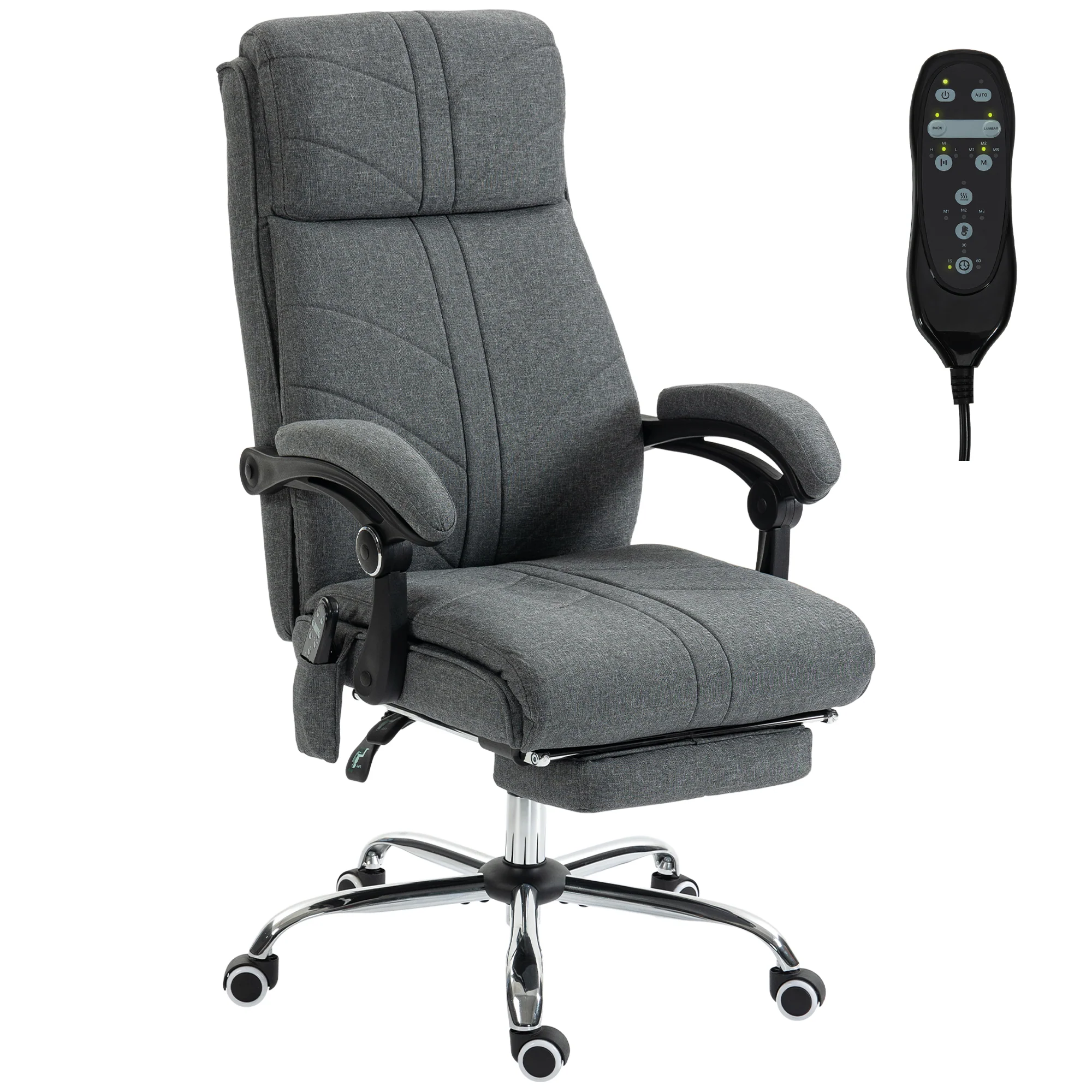 Vinsetto Vibration Massage Office Chair With Heat, Footrest, Grey