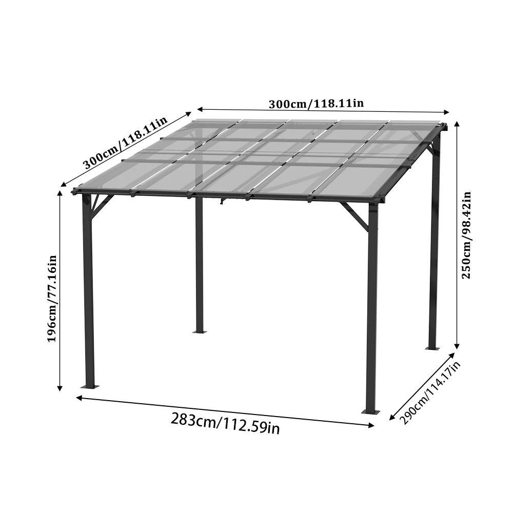 Wall-Mounted Lean to Patio Canopy L or XL - Image 8