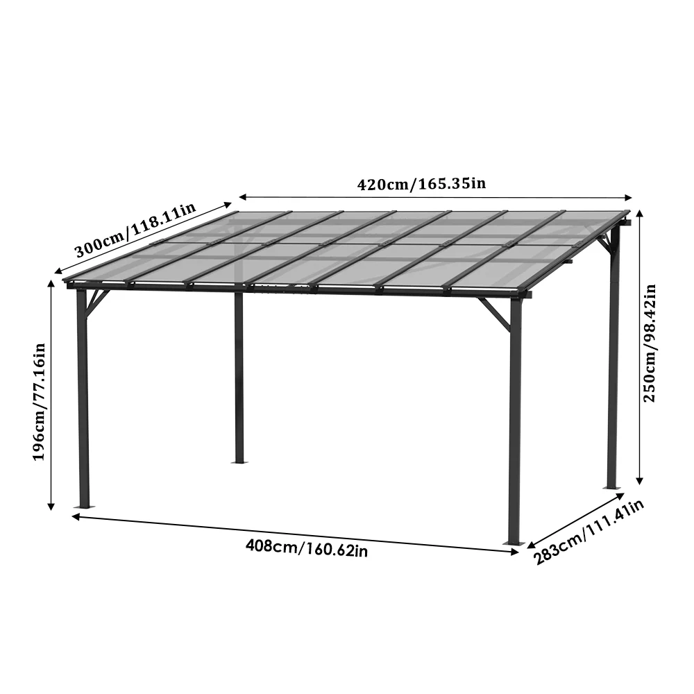 Wall-Mounted Lean to Patio Canopy L or XL - Image 9