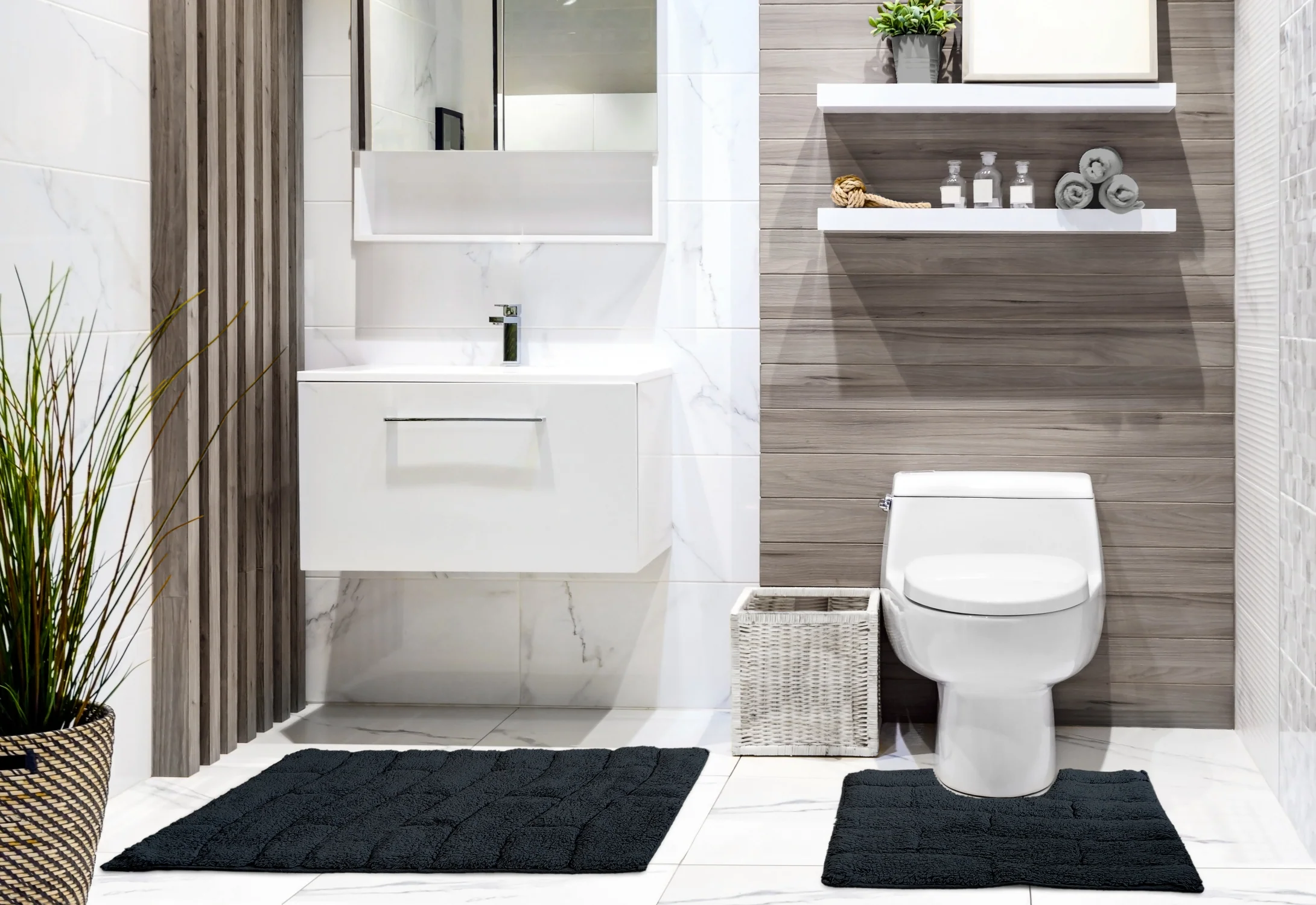 Waves Pure Cotton Jacquard 2pc Bath set in Black - Image 2