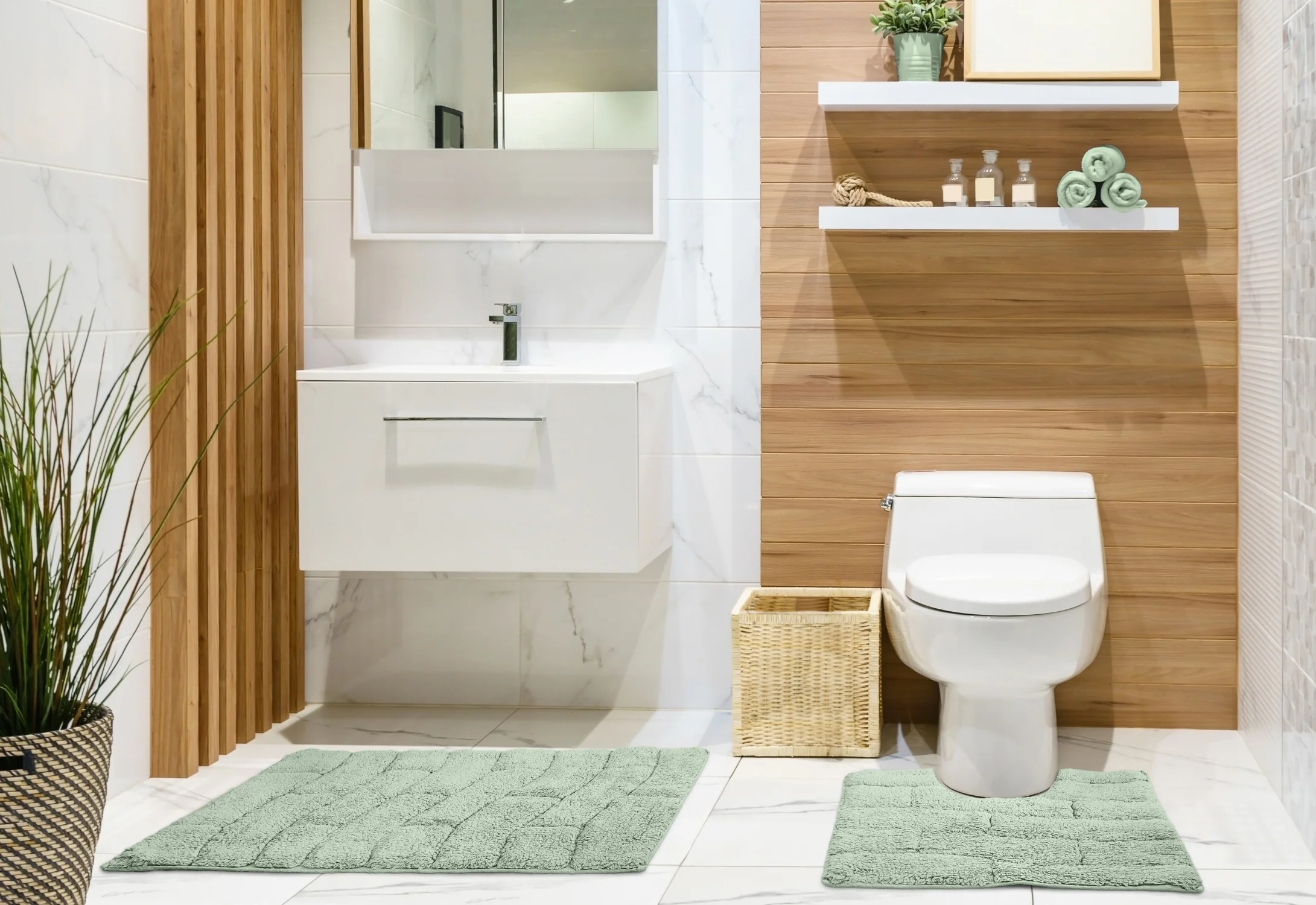 Waves Pure Cotton Jacquard 2pc Bath set in Green - Image 2