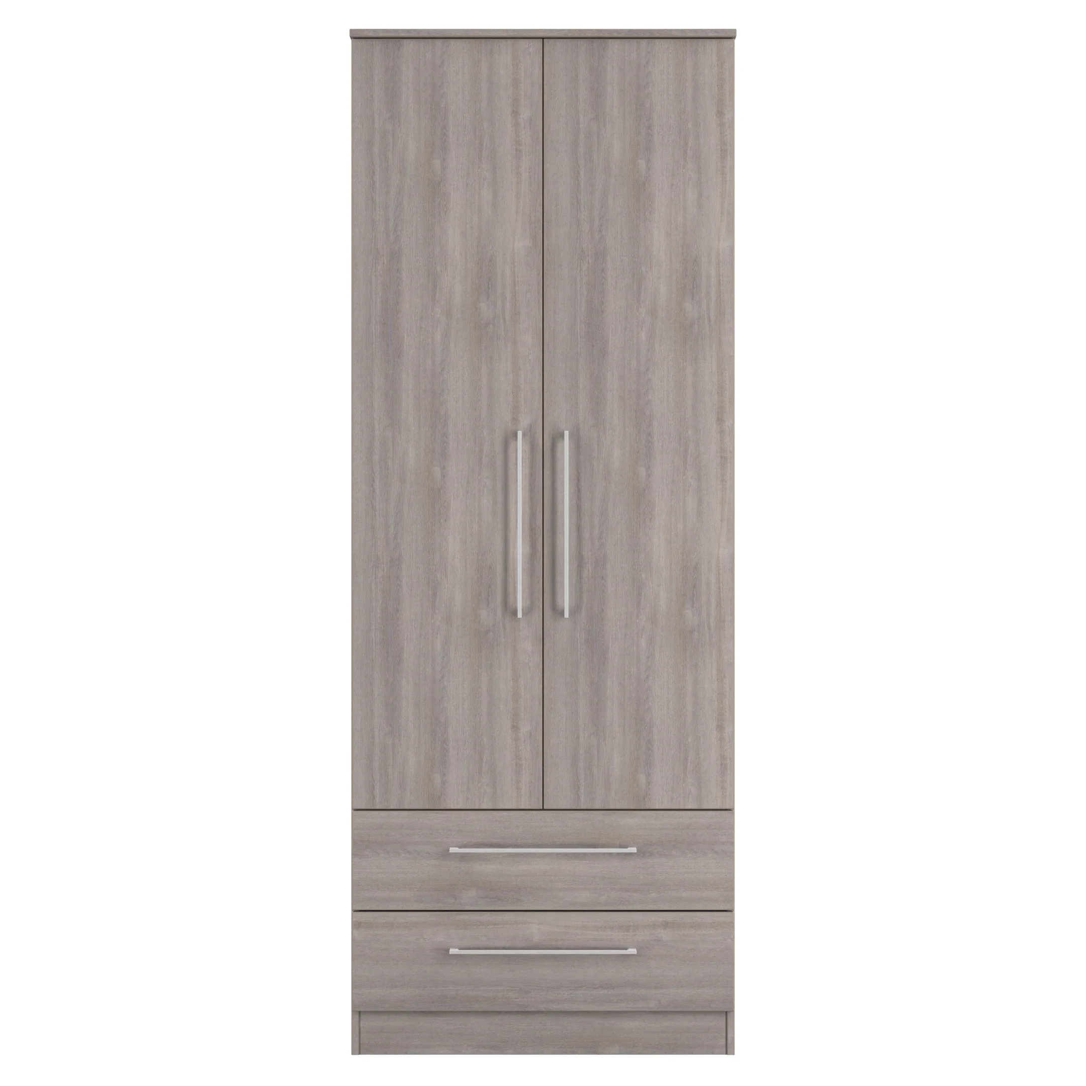 Wellington Ready Assembled 2 Door 2 Drawer Wardrobe in Grey Oak - Image 2