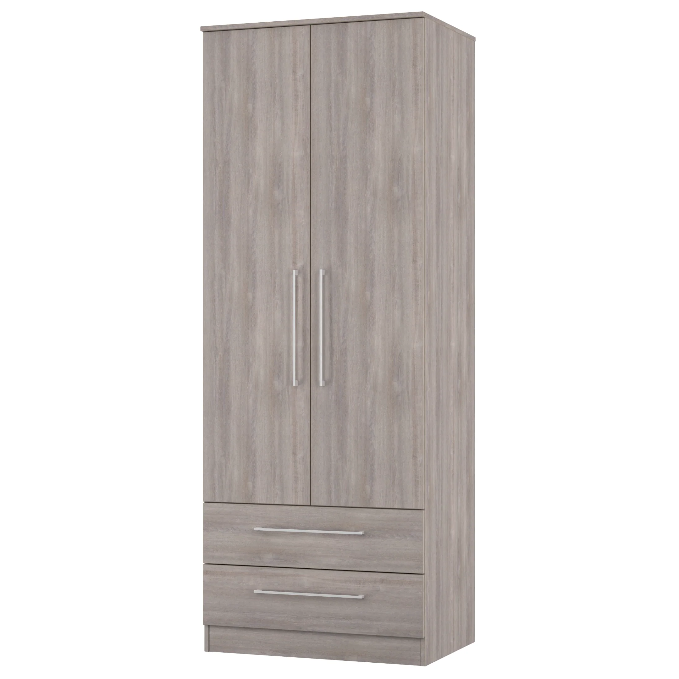 Wellington Ready Assembled 2 Door 2 Drawer Wardrobe in Grey Oak - Image 4