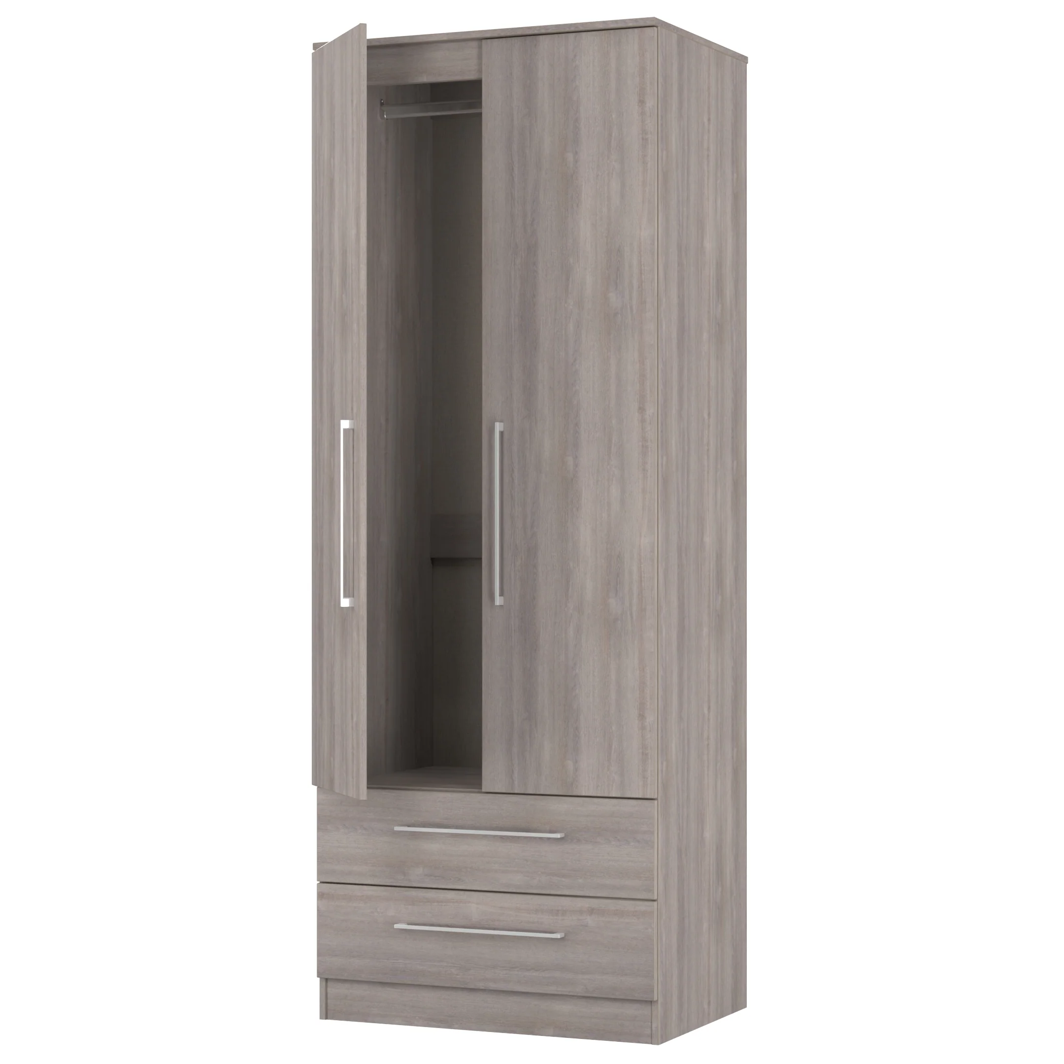 Wellington Ready Assembled 2 Door 2 Drawer Wardrobe in Grey Oak - Image 6