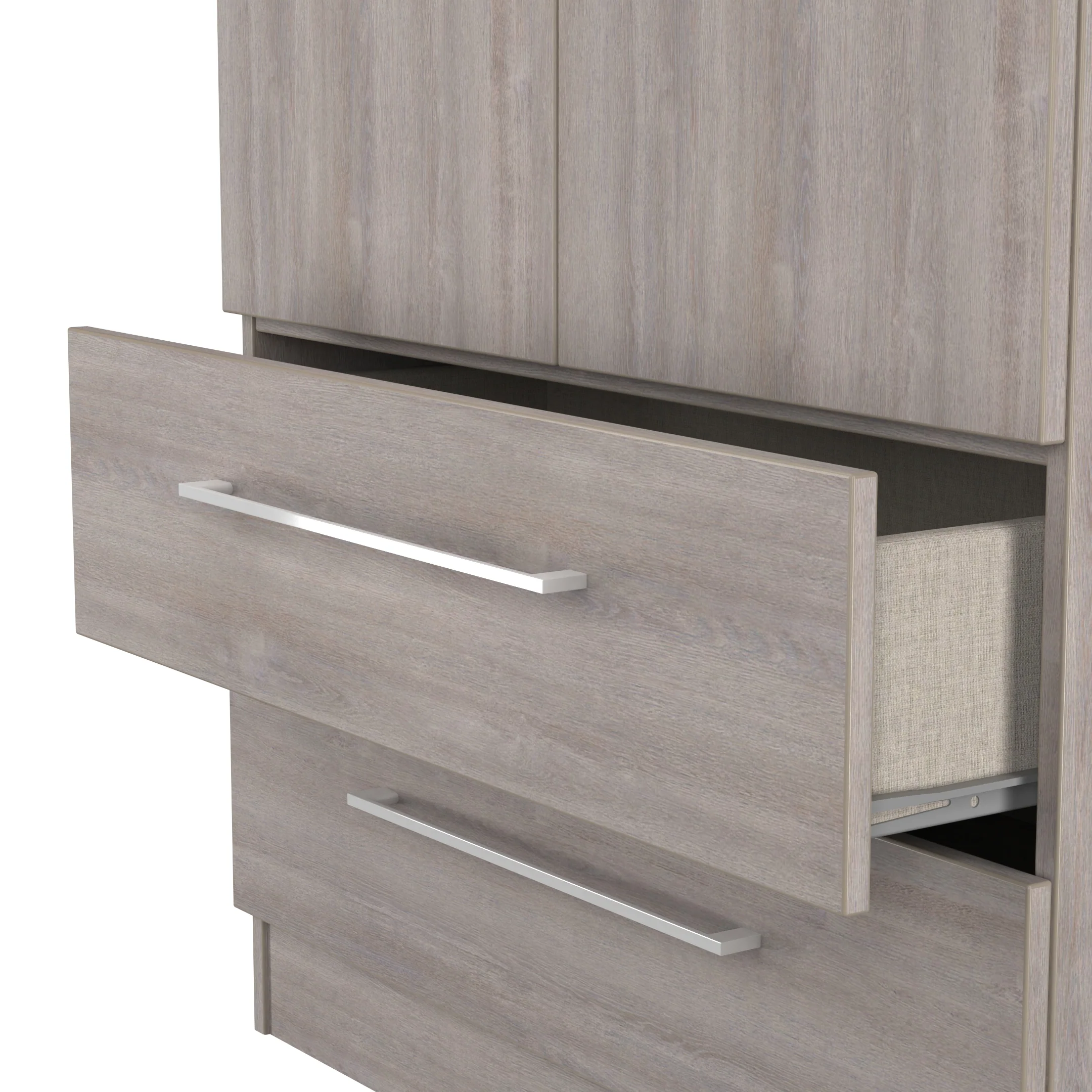 Wellington Ready Assembled 2 Door 2 Drawer Wardrobe in Grey Oak - Image 7