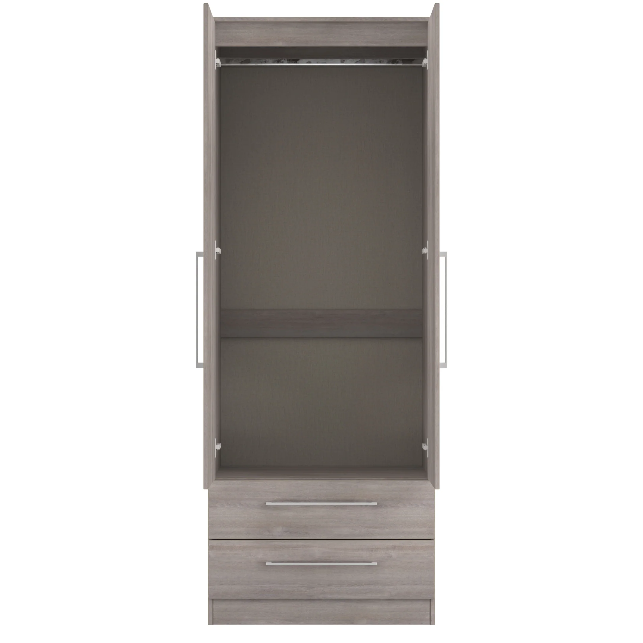 Wellington Ready Assembled 2 Door 2 Drawer Wardrobe in Grey Oak - Image 8