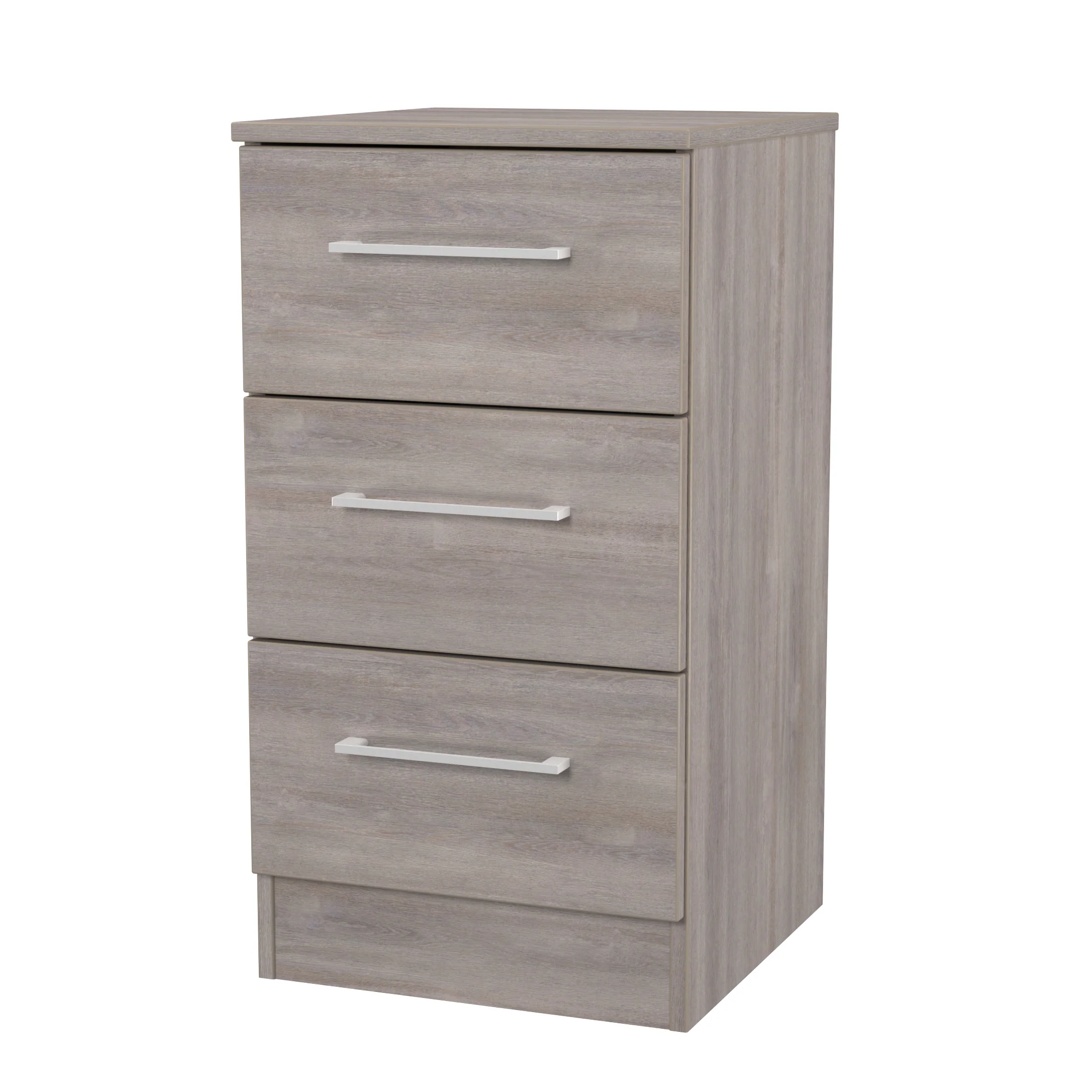 Wellington Ready Assembled 3 Drawer Bedside Cabinet in Grey Oak - Image 3