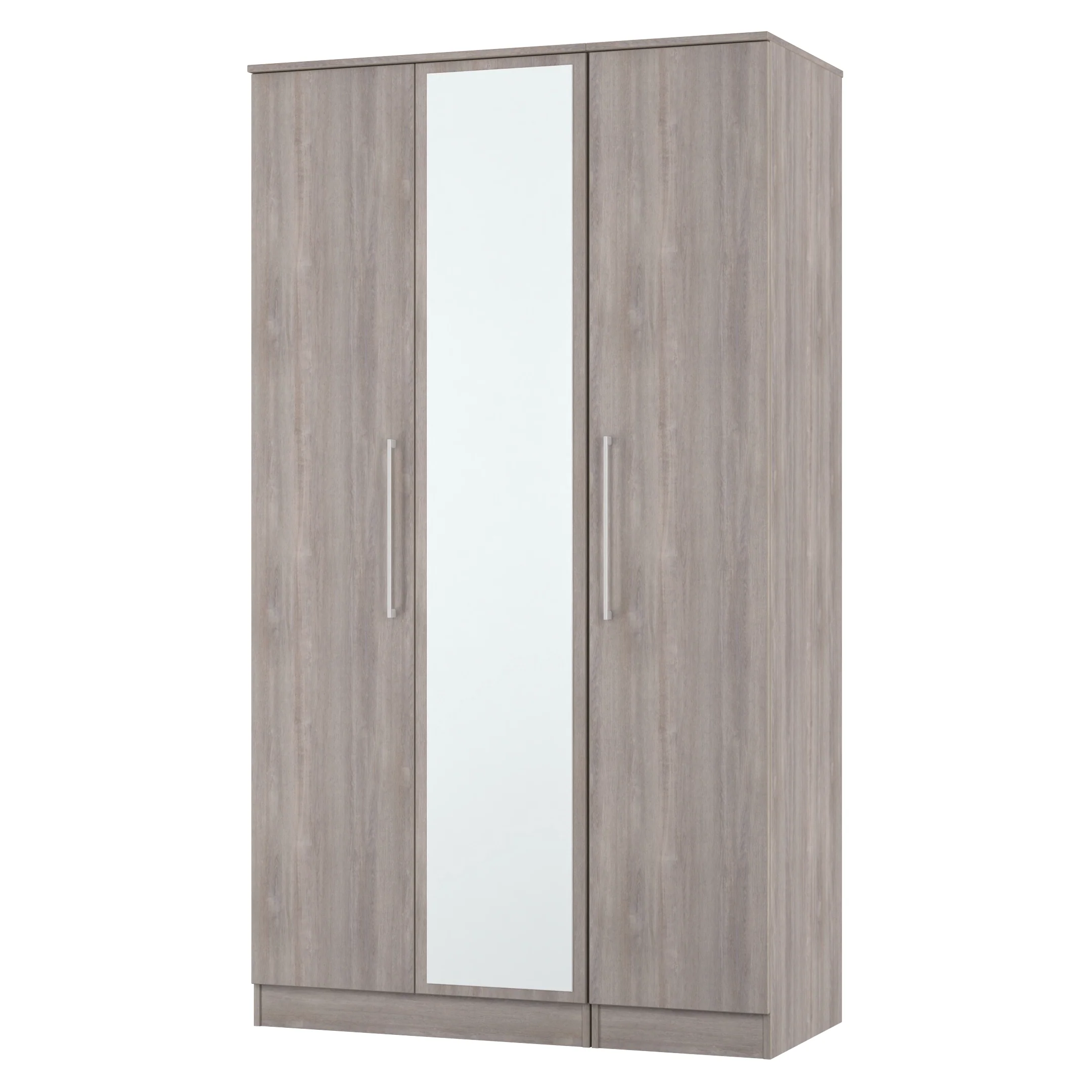 Wellington Ready Assembled Tall Triple Mirror Wardrobe in Grey Oak - Image 4